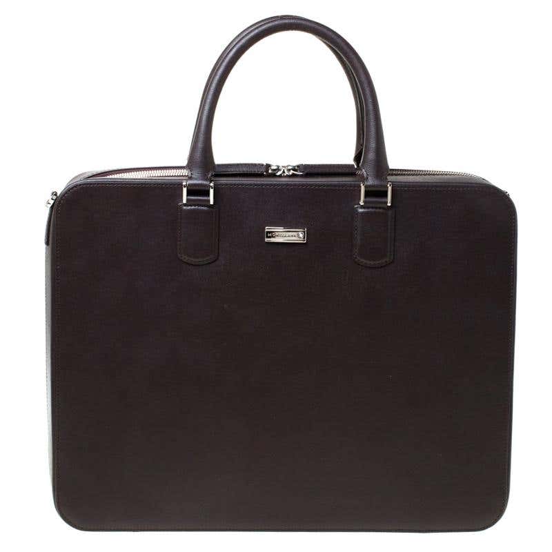 Montblanc Dark Brown Leather Briefcase For Sale at 1stDibs