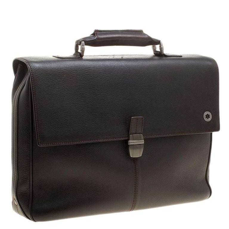 Montblanc Dark Brown Leather Briefcase at 1stdibs