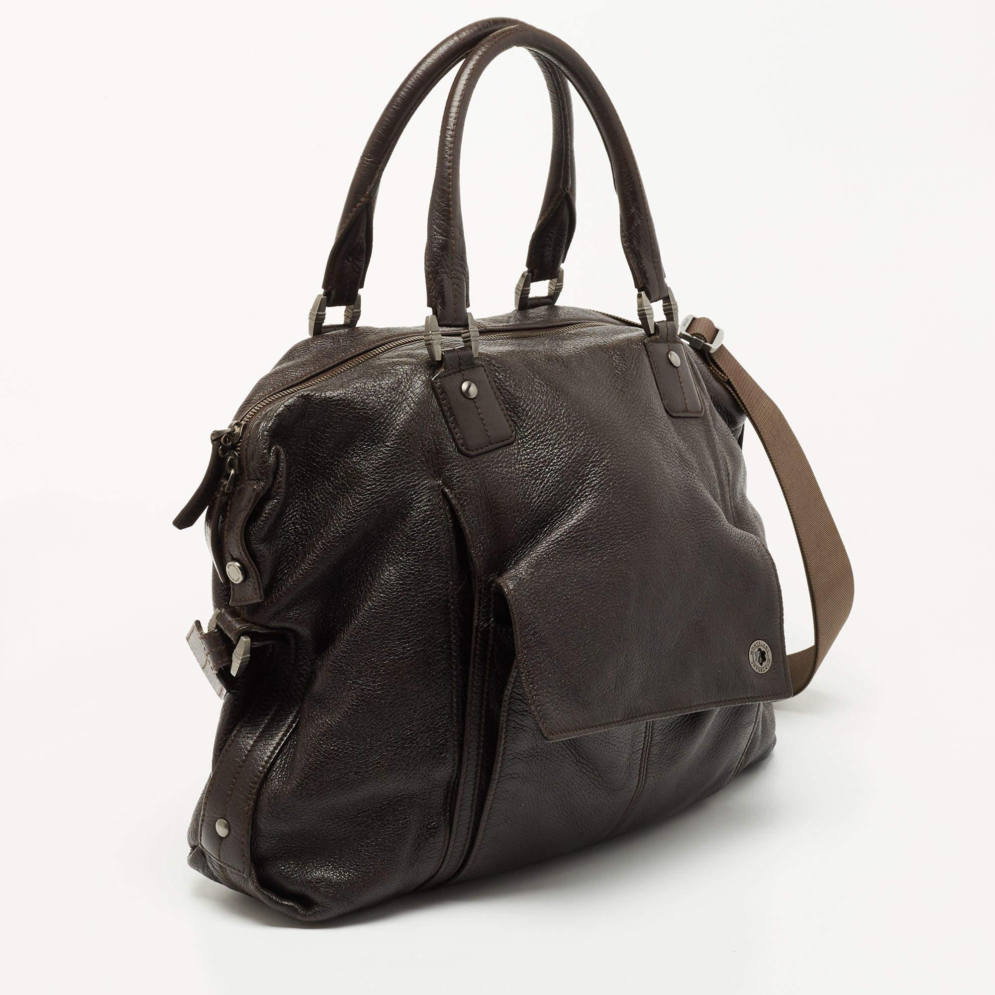 Women's Montblanc Dark Brown Soft Grained Leather Meisterstuck Front Pocket Shoulder Bag