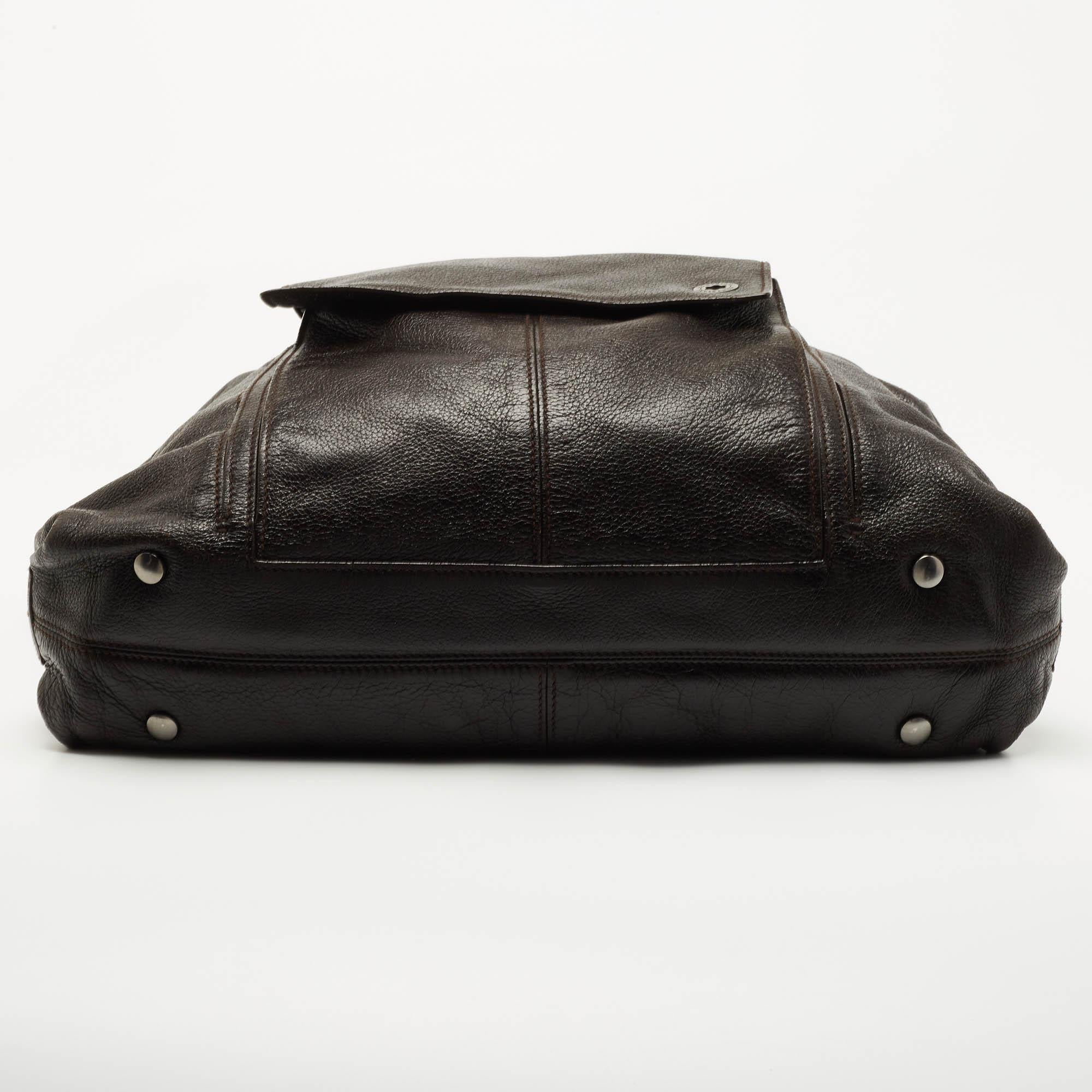 Montblanc Dark Brown Soft Grained Leather Meisterstuck Front Pocket Shoulder Bag 3