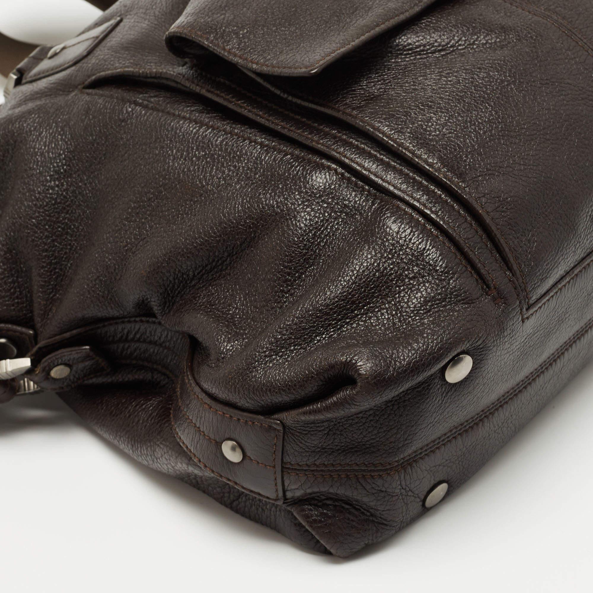 Montblanc Dark Brown Soft Grained Leather Meisterstuck Front Pocket Shoulder Bag 5