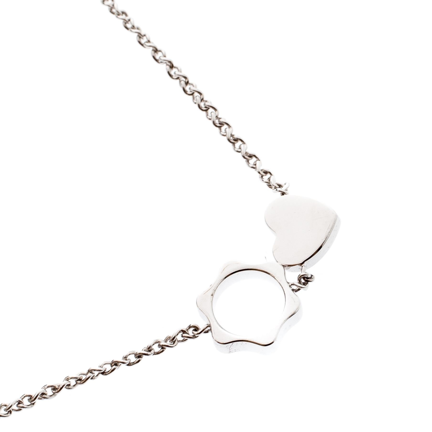 Women's Montblanc Diamond 18k White Gold Heart Star Charm Bracelet