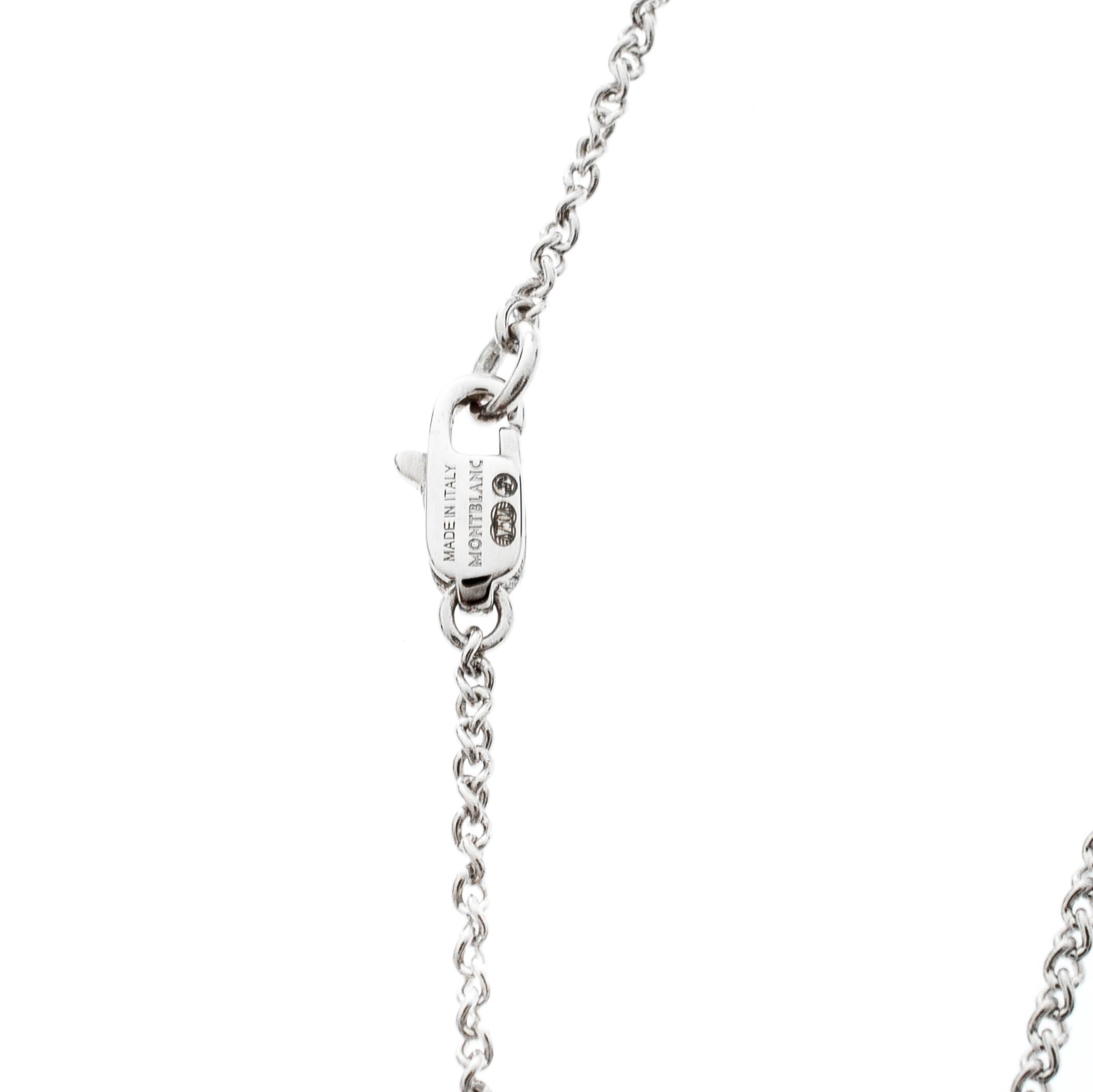 Montblanc Diamond 18k White Gold Heart Star Charm Necklace In New Condition In Dubai, Al Qouz 2