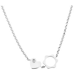 Montblanc Diamond 18k White Gold Heart Star Charm Necklace