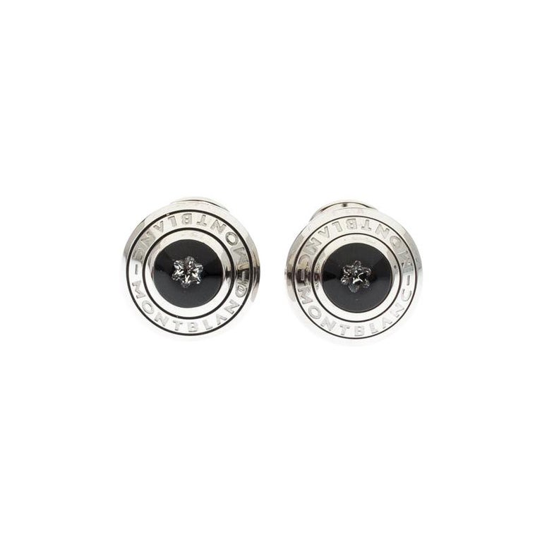 Montblanc Domed Floating Diamond Silver Tone Cufflinks For Sale at 1stDibs