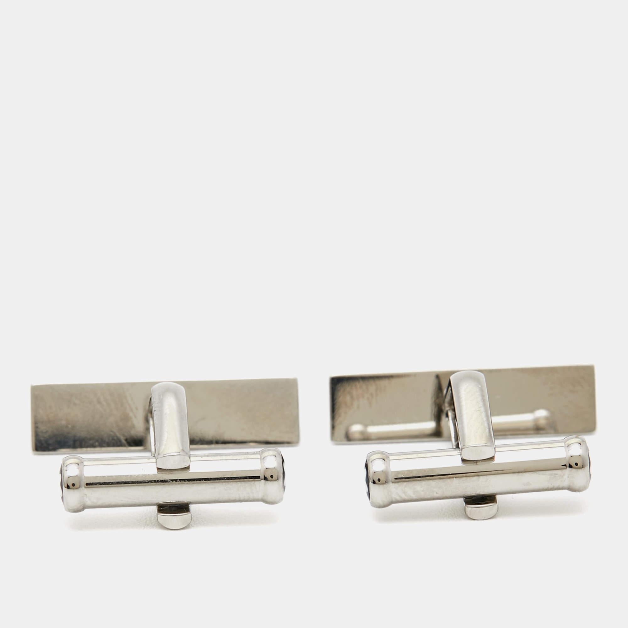 Contemporary Montblanc Enamel Stainless Steel Cufflinks For Sale