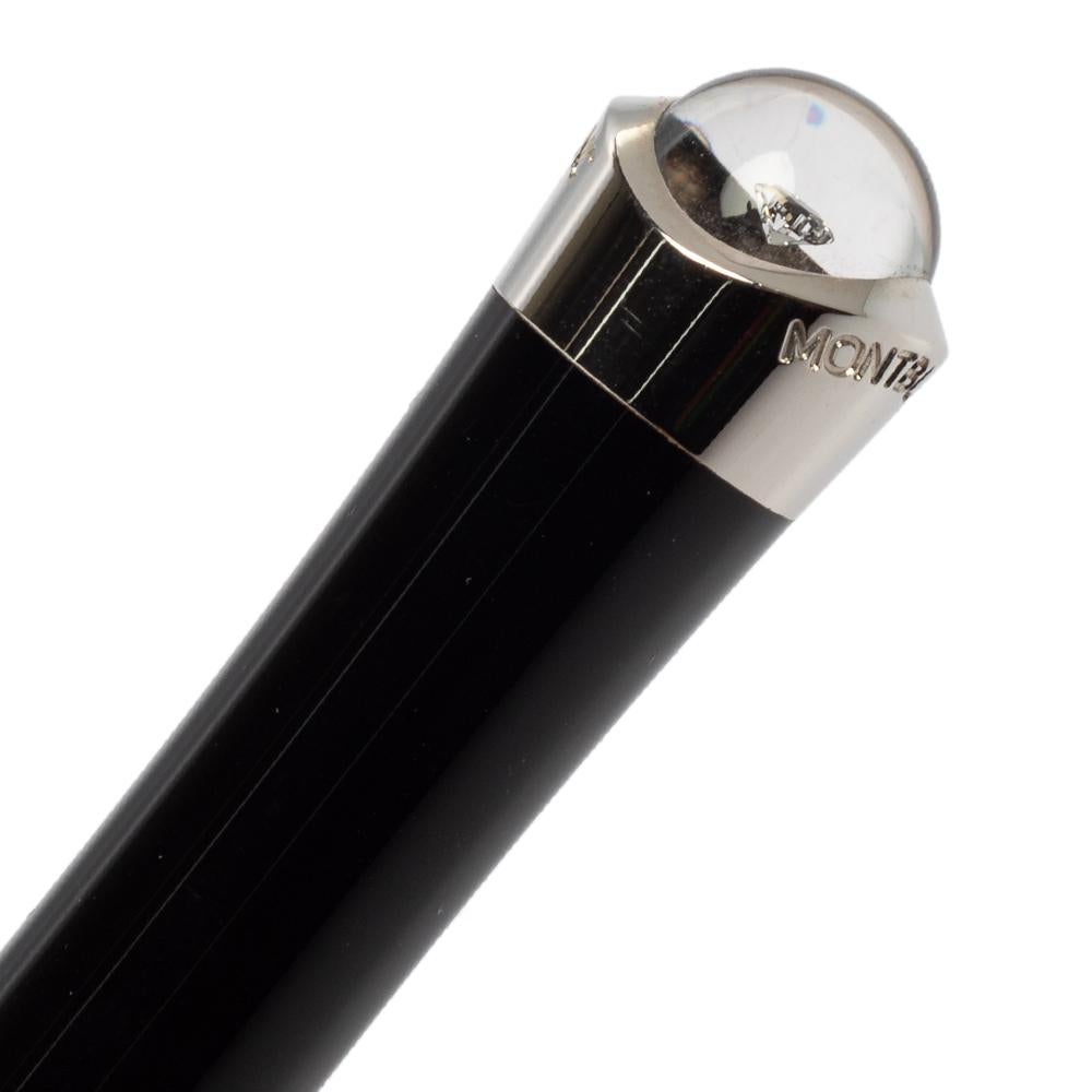 Montblanc Etoile Diamond Black Resin Platinum Finish Rollerball Pen In Excellent Condition In Dubai, Al Qouz 2