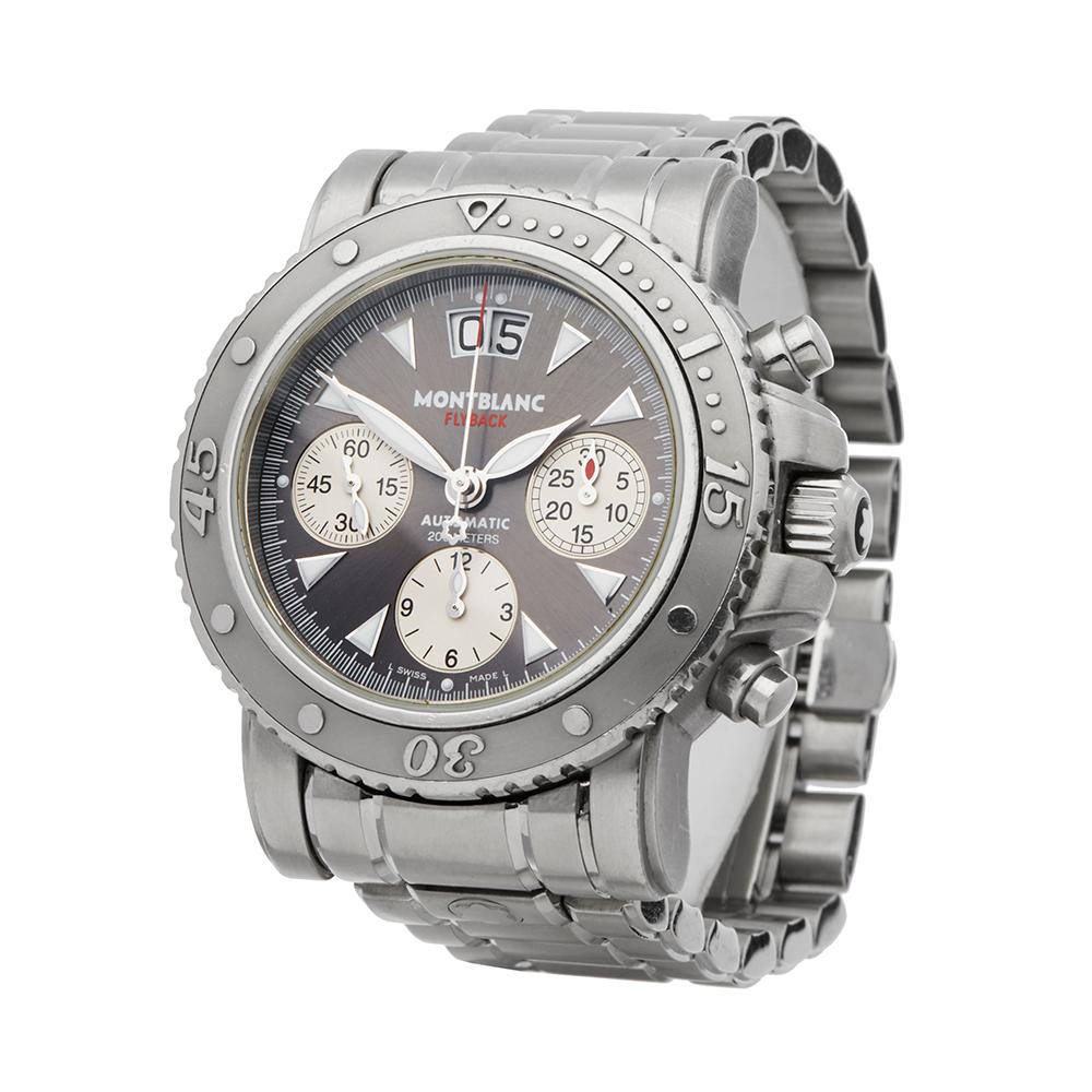 Ref: COM1835
Manufacturer: Montblanc
Model: Sport
Model Ref: 7059
Age: 18th November 2004
Gender: Mens
Complete With: Box, Manual & Guarantee 
Dial: Grey Baton
Glass: Sapphire Crystal
Movement: Automatic
Water Resistance: To Manufacturers
