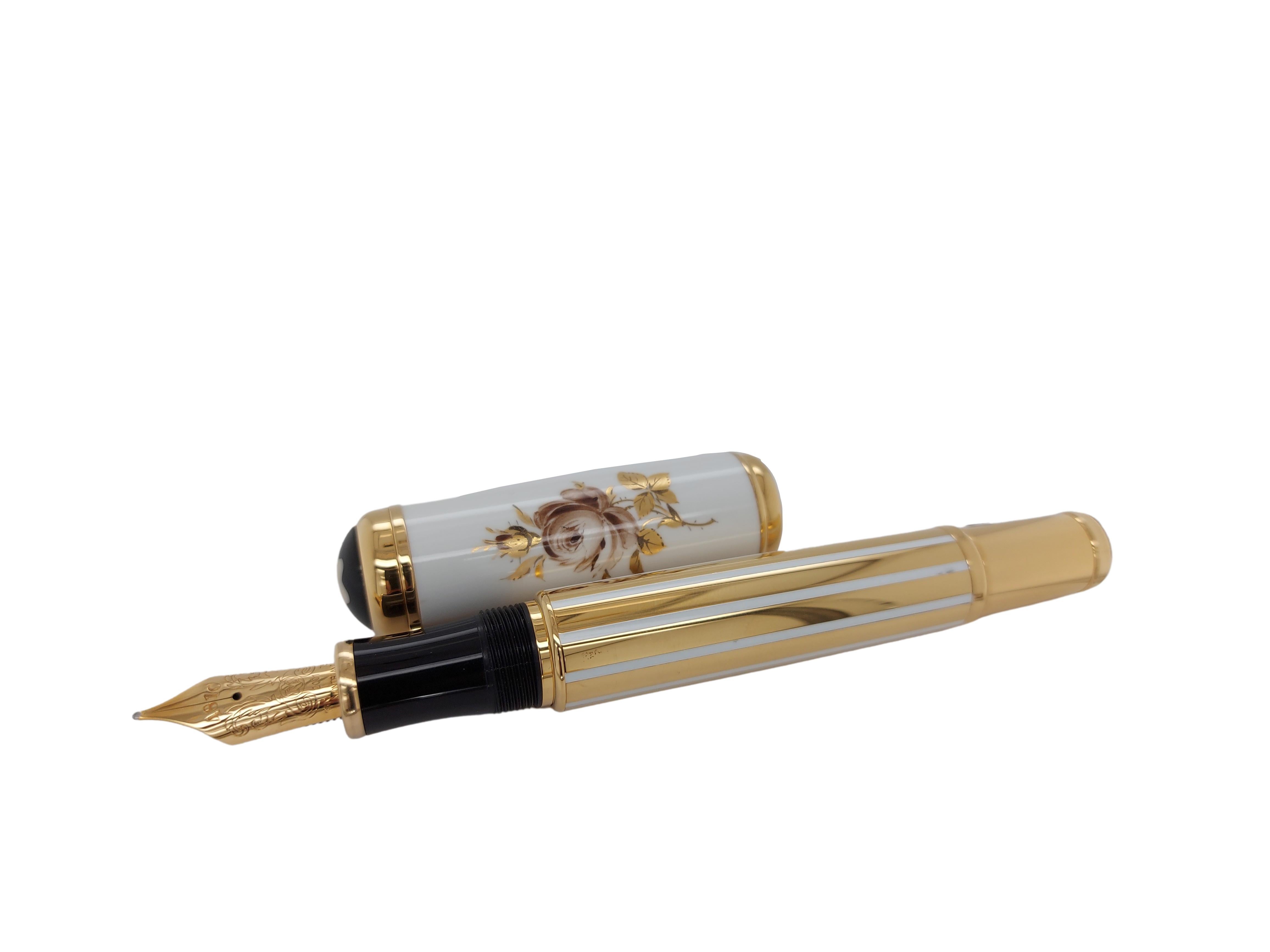 Montblanc Fountain Pen Marquise De Pompadour, Meissen Limited Edition 4810 New For Sale 1