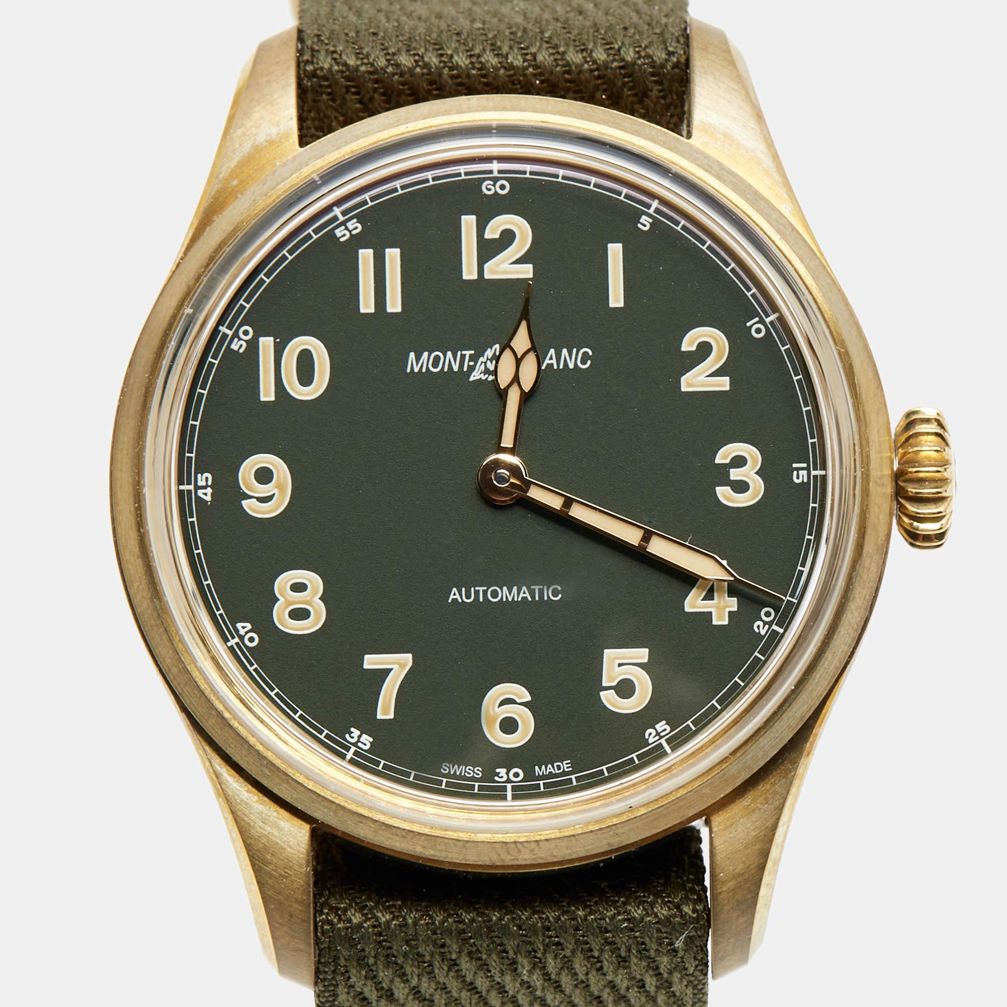 Montblanc Green Bronze Canvas NATO 1858 Limited Edition Wristwatch 40 mm 1