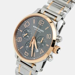 Montblanc Grey 18K Rose Gold Stainless Steel TimeWalker with box and papers