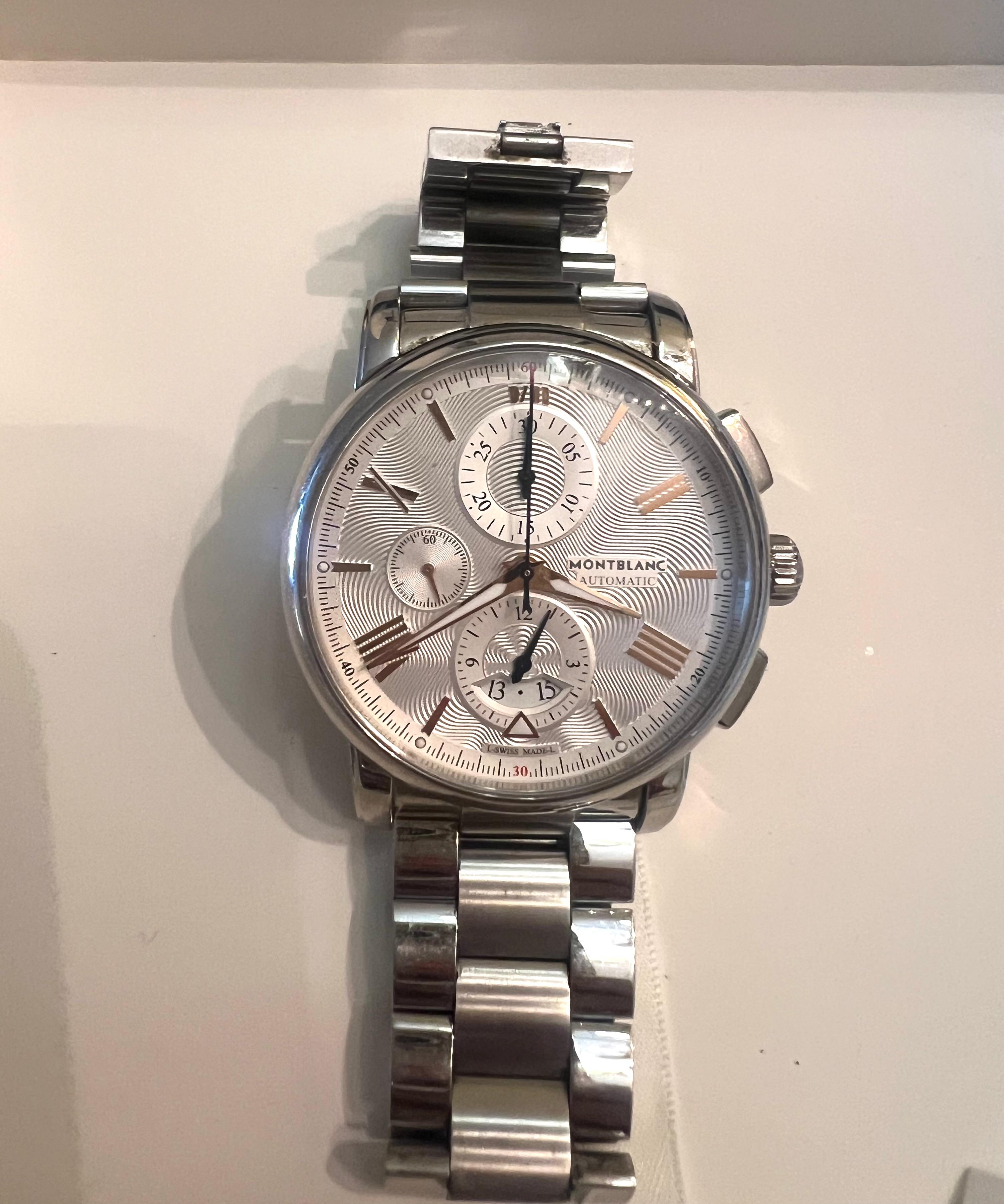 Montblanc Gris Oro Rosa 18K Acero inoxidable TimeWalker con caja y papeles Contemporáneo en venta