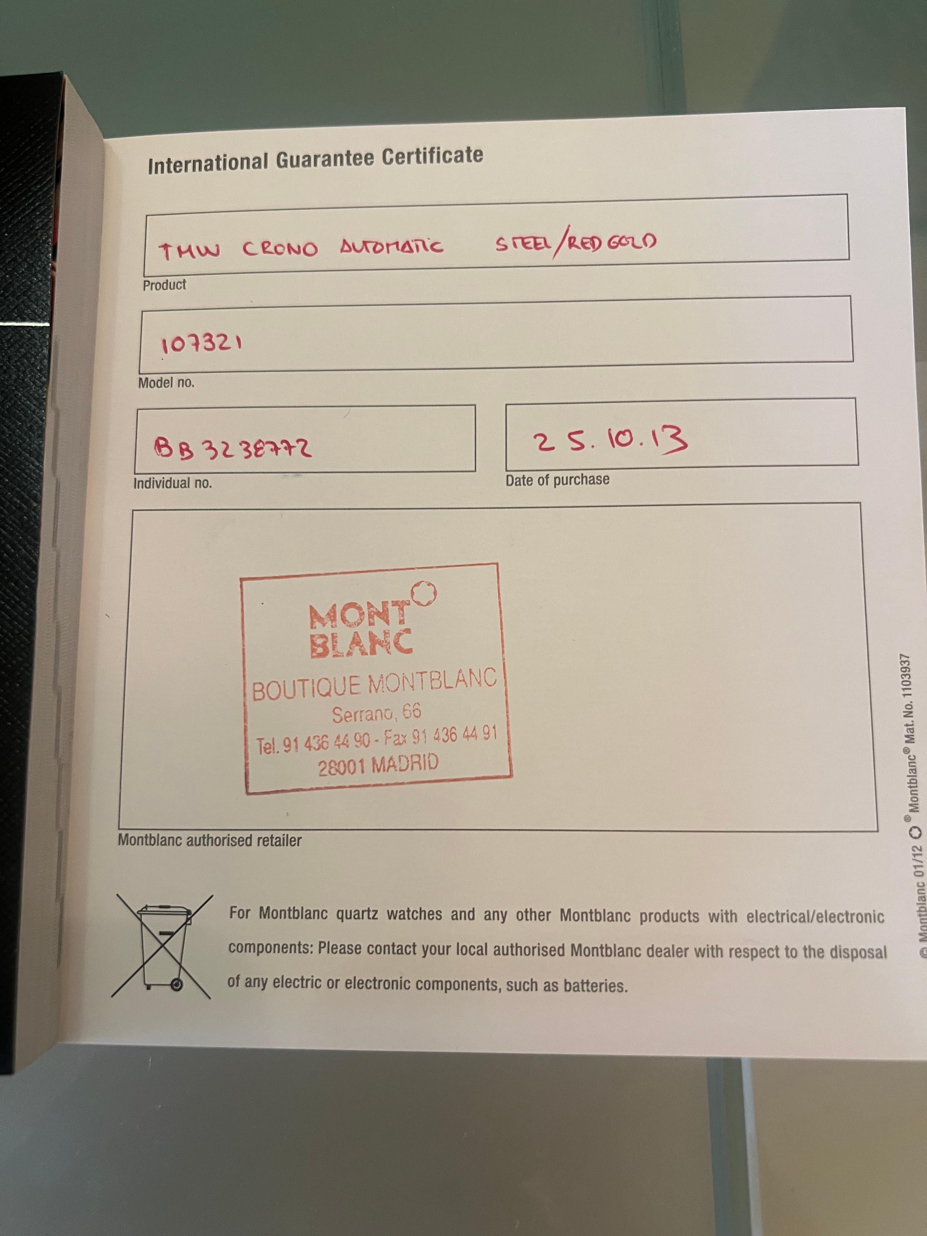 Montblanc Gris Oro Rosa 18K Acero inoxidable TimeWalker con caja y papeles en venta 4