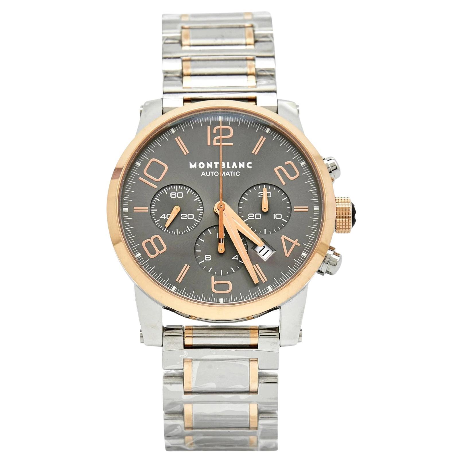 Montblanc Gris Oro Rosa 18K Acero inoxidable TimeWalker con caja y papeles