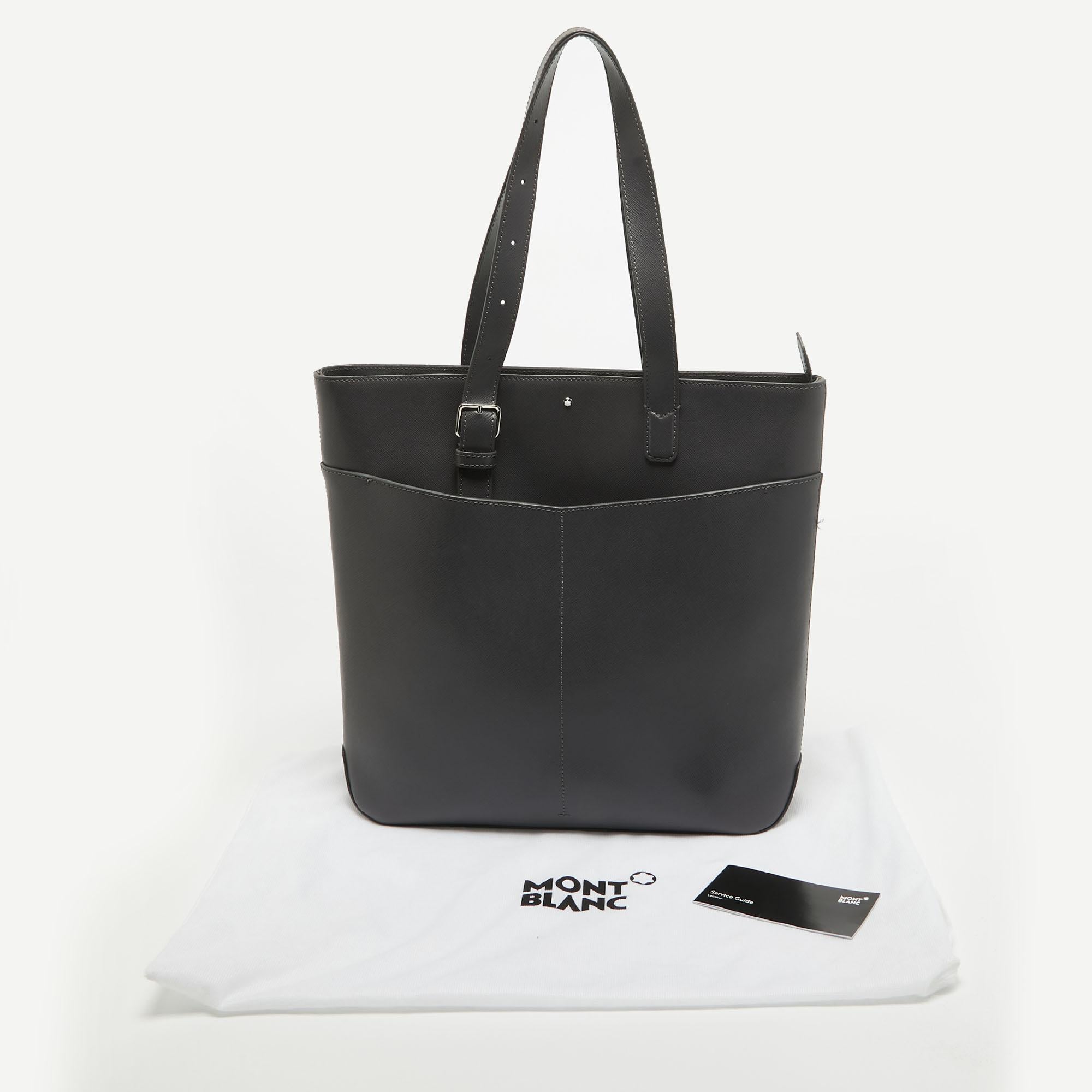Montblanc Grey Leather Sartorial Vertical Tote 9
