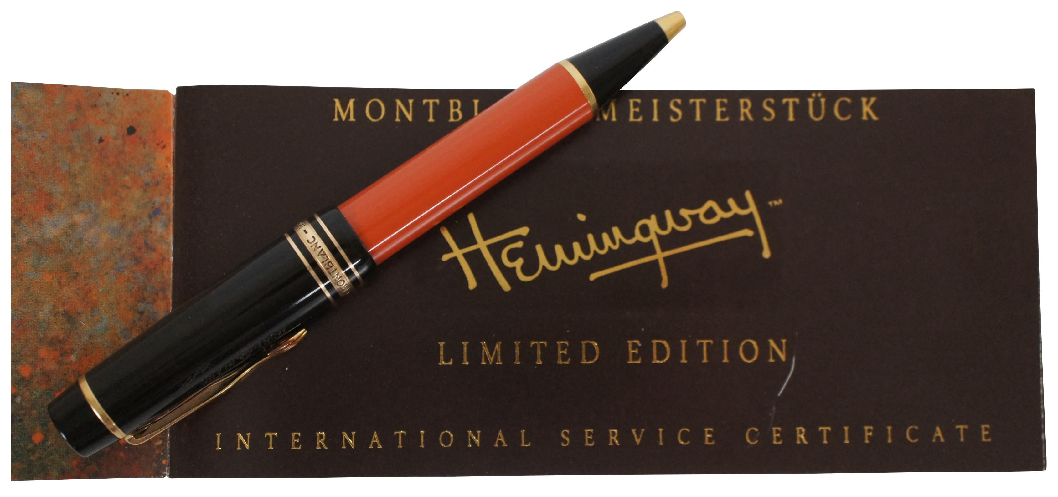 Vintage Montblanc Meisterstuck Limited Edition brown and orange Earnest Hemingway ballpoint pen.
 