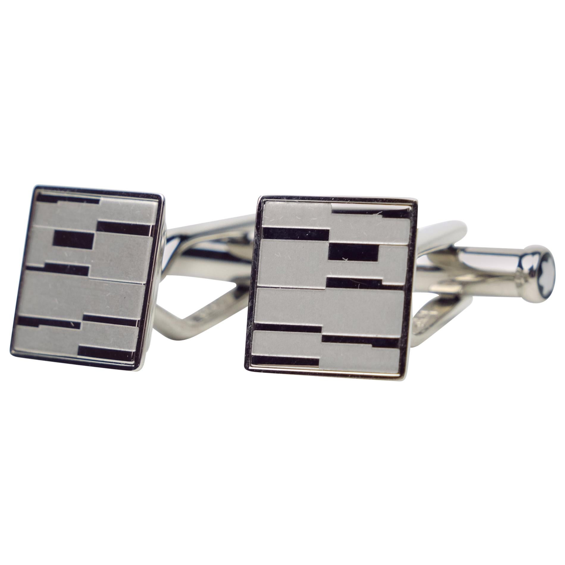 Montblanc Iconic Square Shaped Mystery Motif Stainless Steel Cufflinks 111316