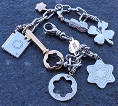 Montblanc Limitierte Auflage Charm-Armband 18k Gold Schlüsselanhänger Diamant Sterlingsilber