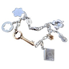 Montblanc Limitierte Auflage Charm-Armband 18k Gold Schlüsselanhänger Diamant Sterlingsilber