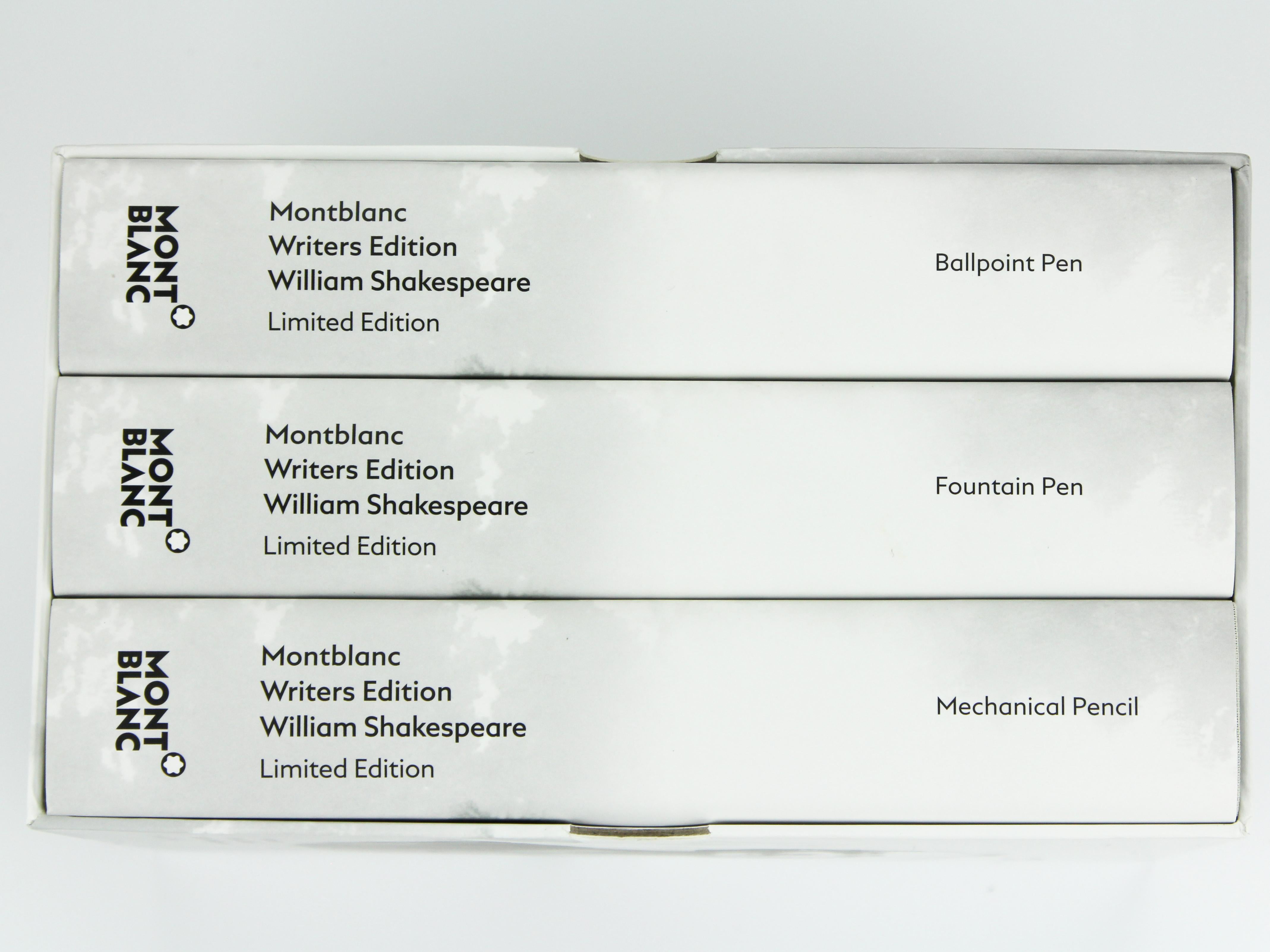 Montblanc Limited Edition William Shakespeare Brunnen:: Kugelschreiber:: Bleistift:: Box-Set für Damen oder Herren