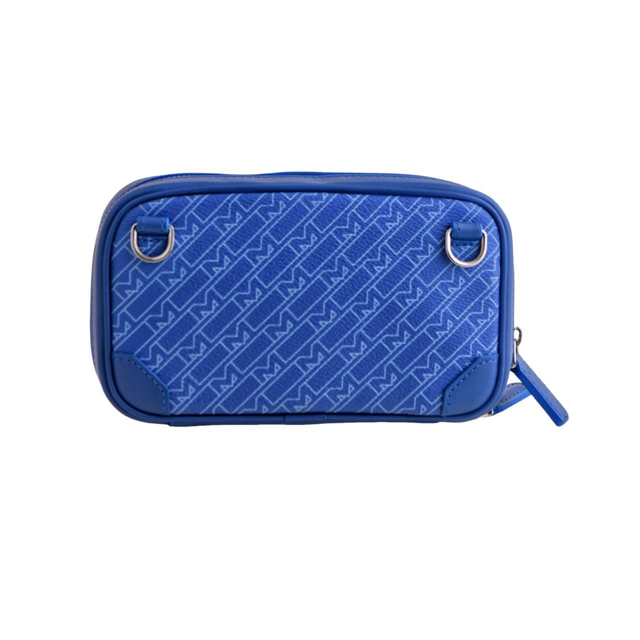 Montblanc M Gram 4810 Blue Crossbody Shoulder Clutch Mini Bag Wallet Men In Excellent Condition For Sale In Banbury, GB
