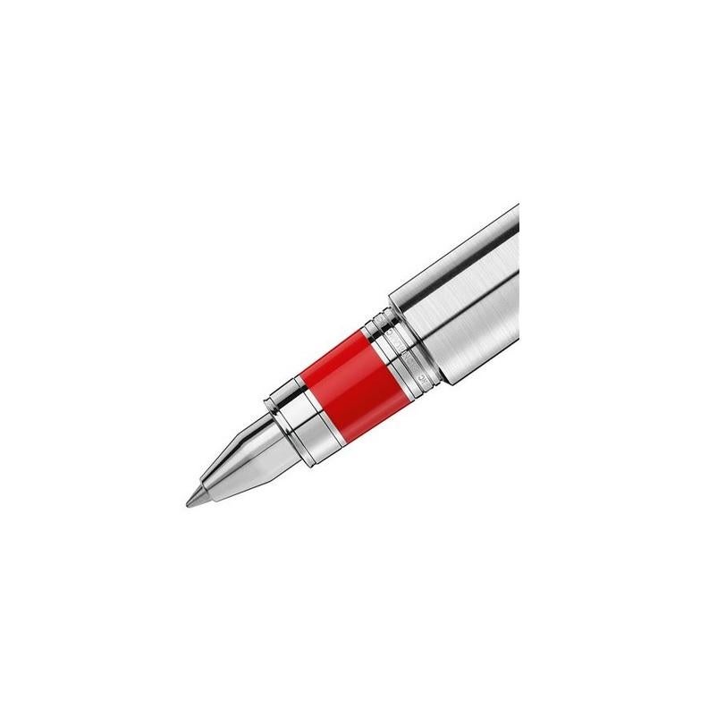 Montblanc Rollerball Rouge Signature 
Couleur : argent/rouge. Matériau du canon : Revêtement en platine. Matériau du CAP : Revêtement en platine. Fermeture magnétique du capuchon avec alignement du capuchon sur le baril. 
113623
