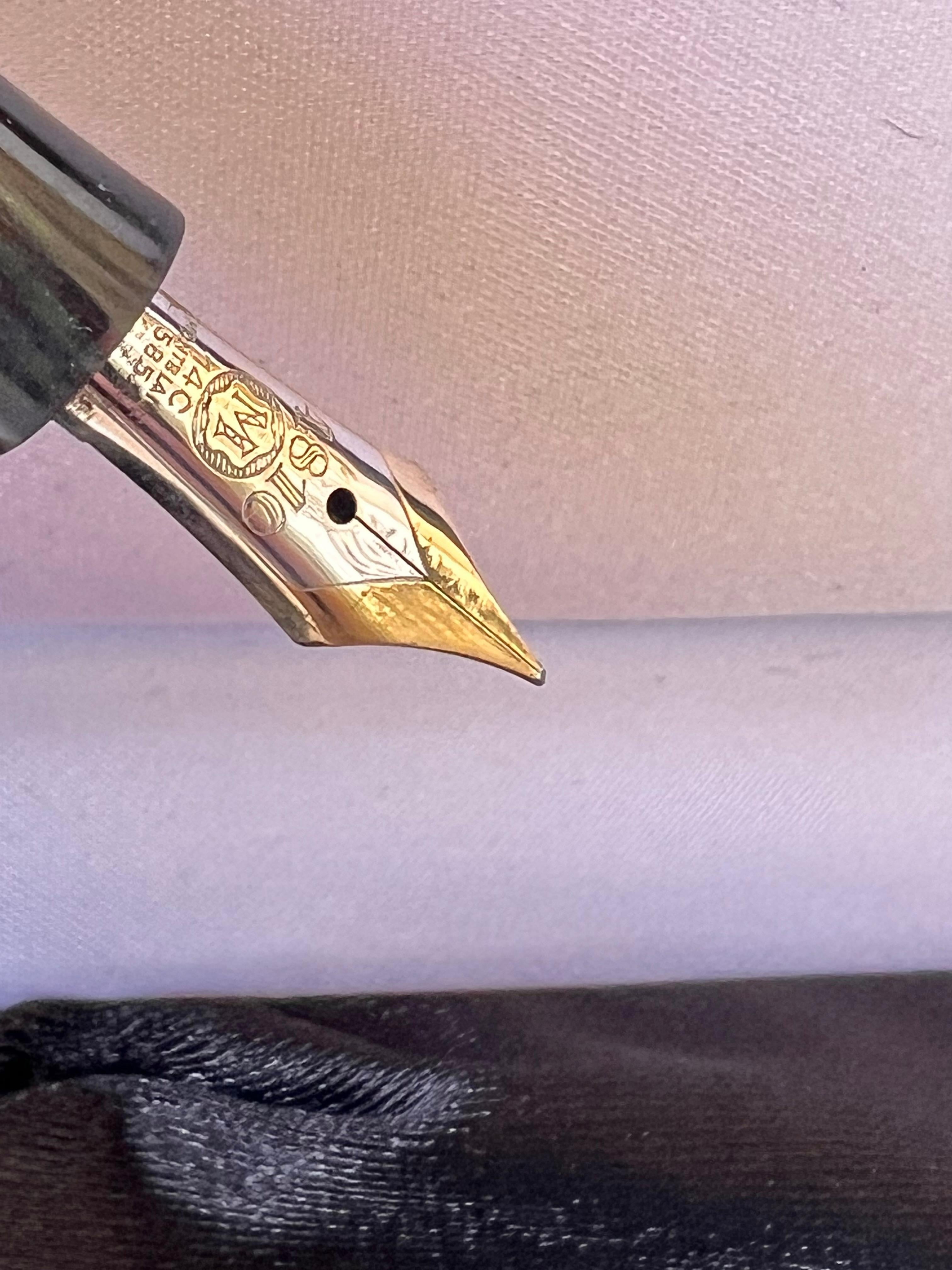 Montblanc Masterpiece c1950s Celluloid Green Striated 144g Fountain pen 14k Flex 5