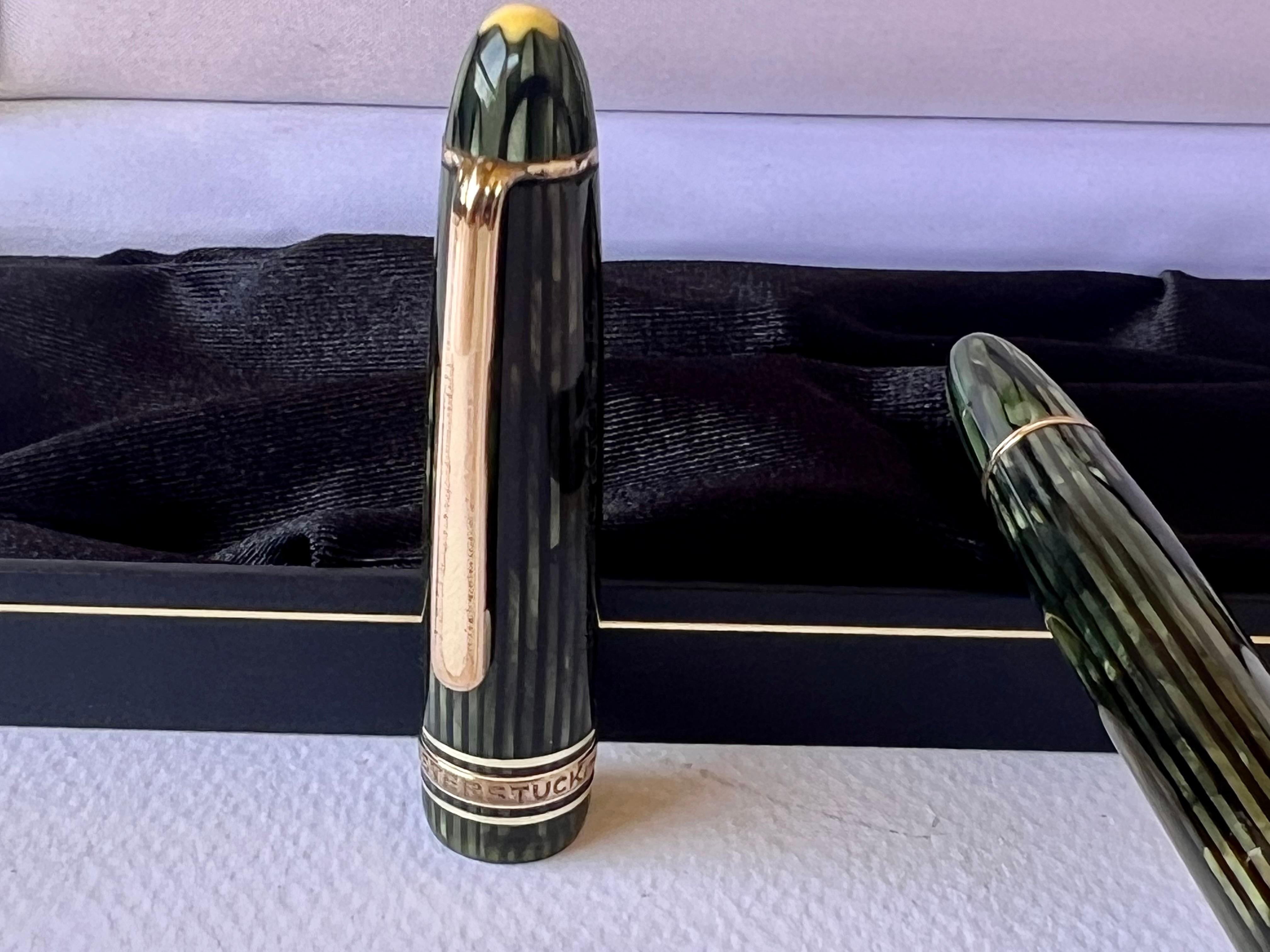 Montblanc Masterpiece c1950s Celluloid Green Striated 144g Fountain pen 14k Flex For Sale 10