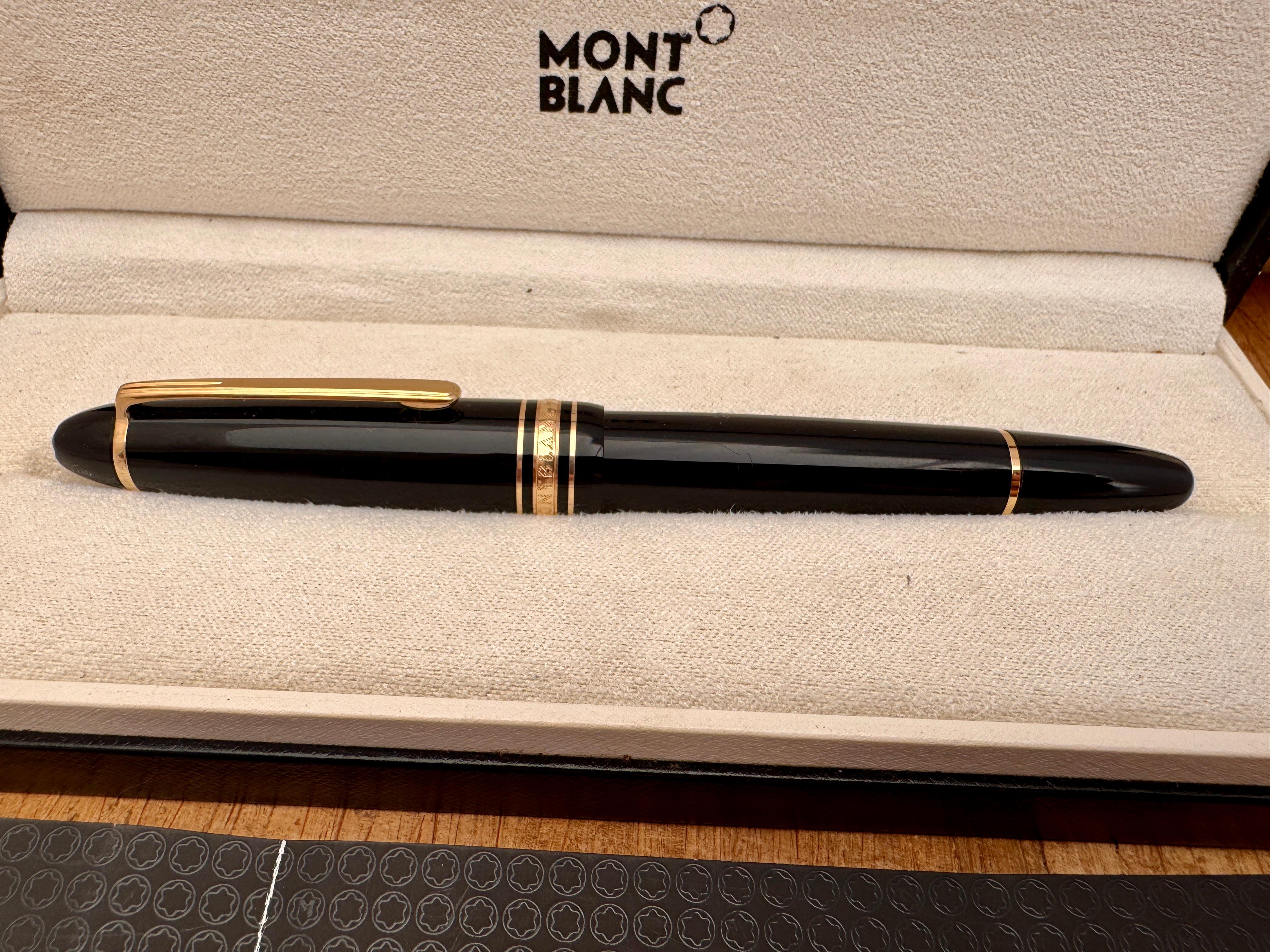 Montblanc Meisterstuck 146 Bicolor 14K Nib Gold Trim Fountain In Original Box For Sale 2