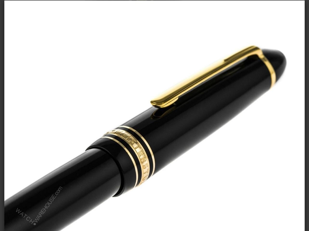 Montblanc Meisterstuck 146 Fountain Pen Gold Black 4810 14k Nib w/Case Excellent 1