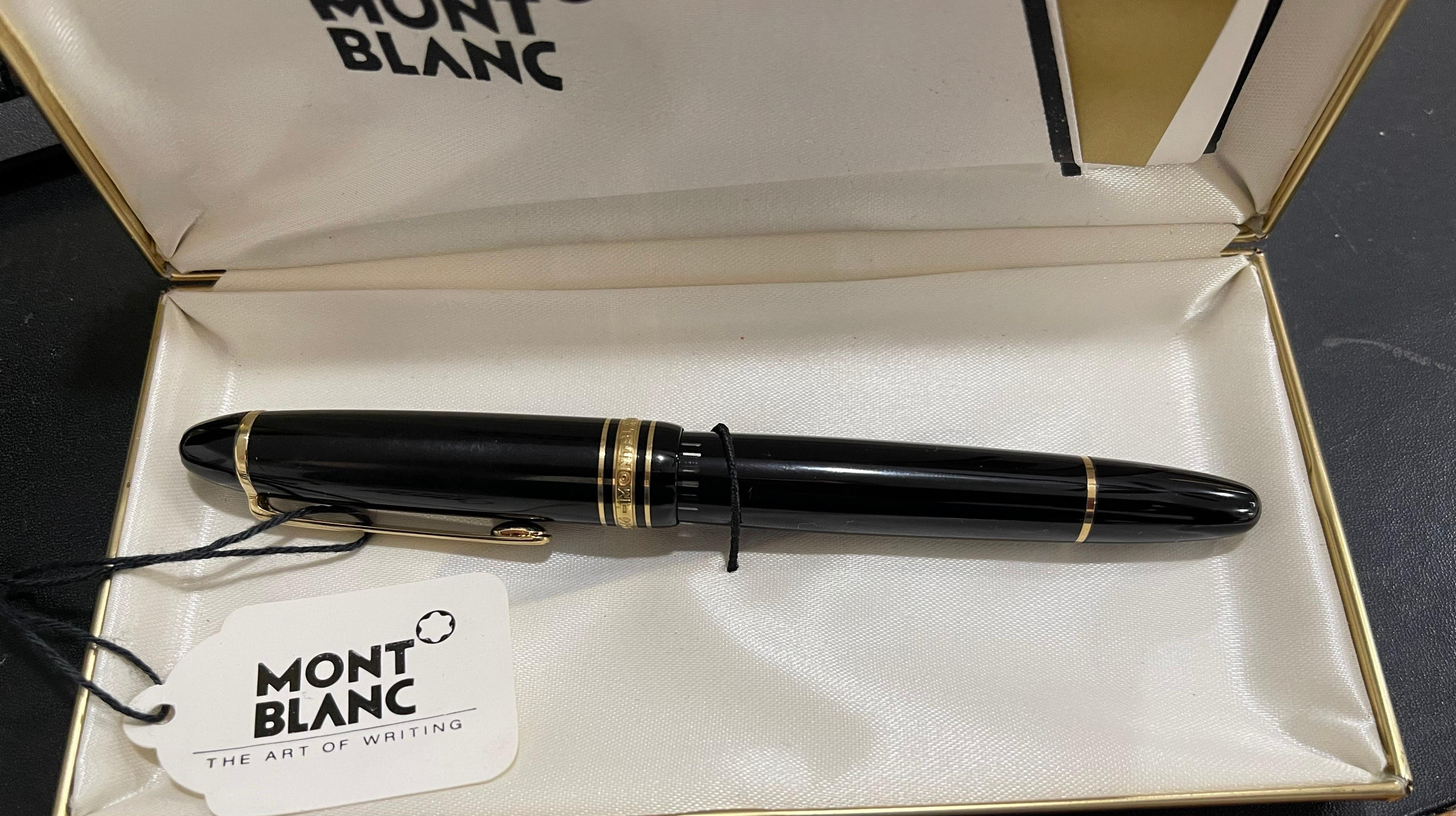 Montblanc Meisterstuck 146 Fountain Pen Gold Black 4810 14k Nib w/Case Excellent In Excellent Condition In New York, NY