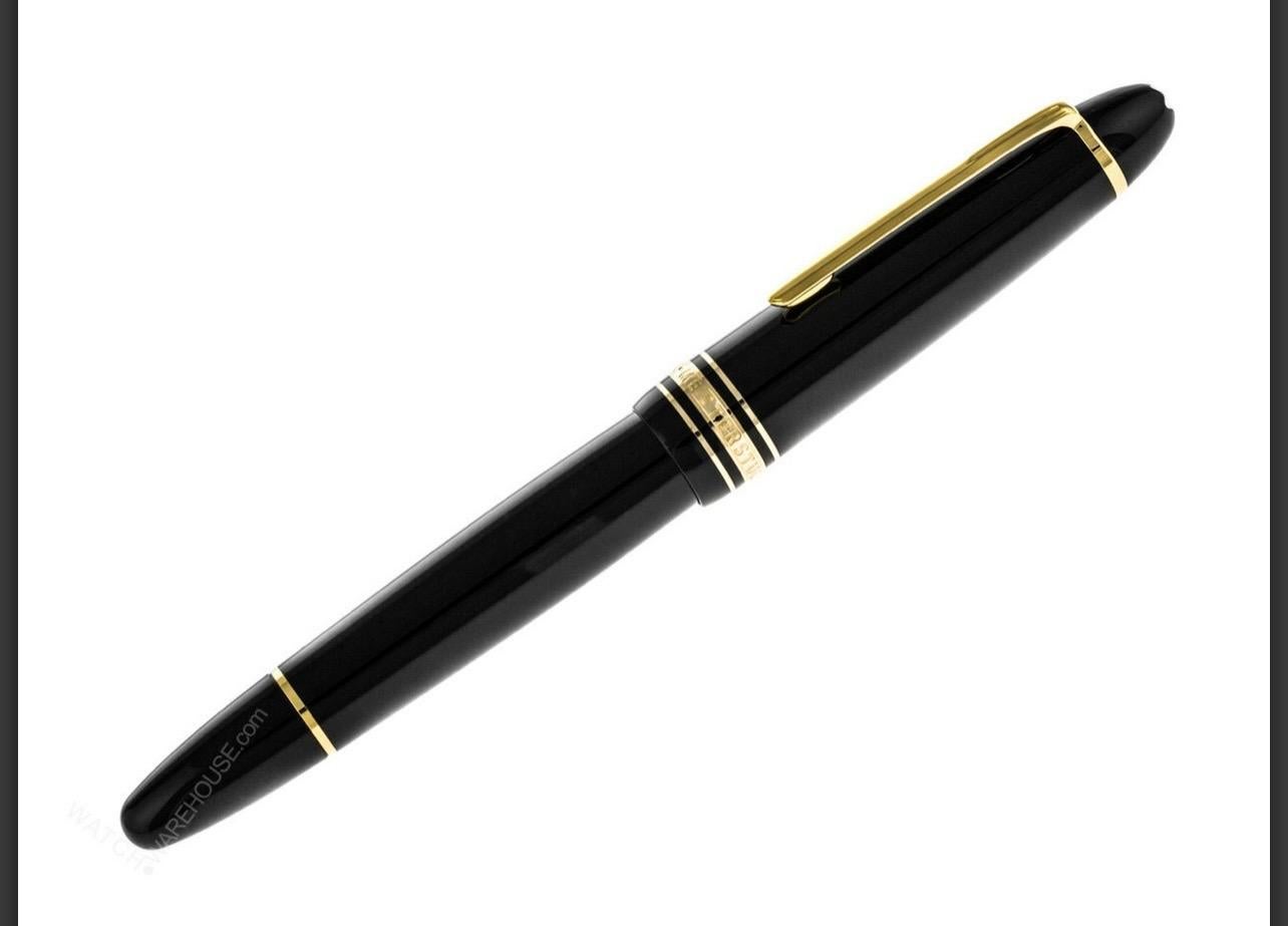 Montblanc Meisterstuck 146 Fountain Pen Gold Black 4810 14k Nib w/Case Excellent 2