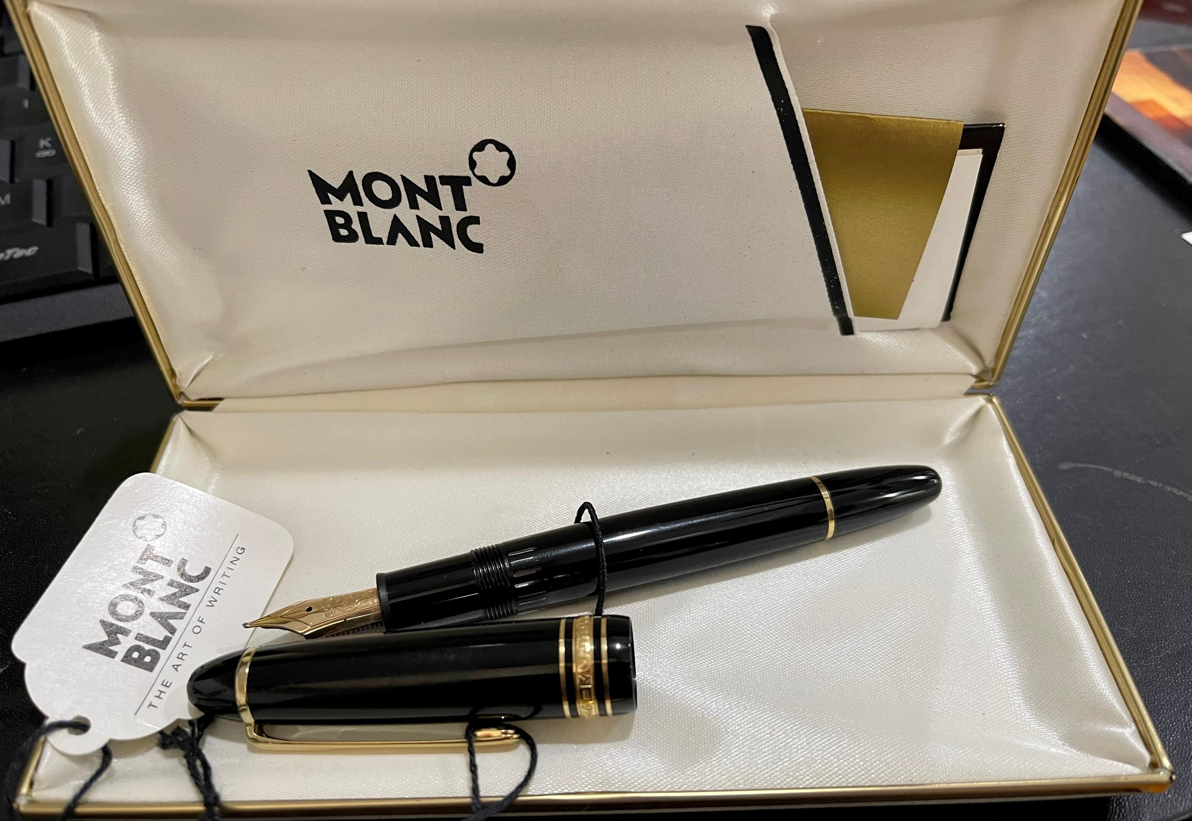 Montblanc Meisterstuck 146 Fountain Pen Gold Black 4810 14k Nib w/Case Excellent 1