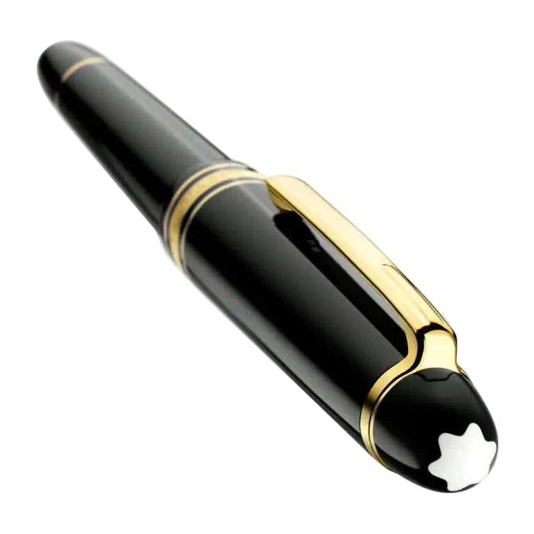 Montblanc Meisterstuck 146 Fountain Pen Gold Black 4810 14k Nib w/Case Excellent