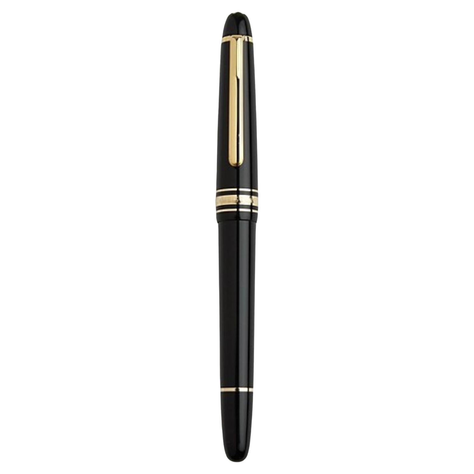 Montblanc Meisterstuck 146 Fountain Pen Gold Black 4810 14k Nib w/Case Excellent