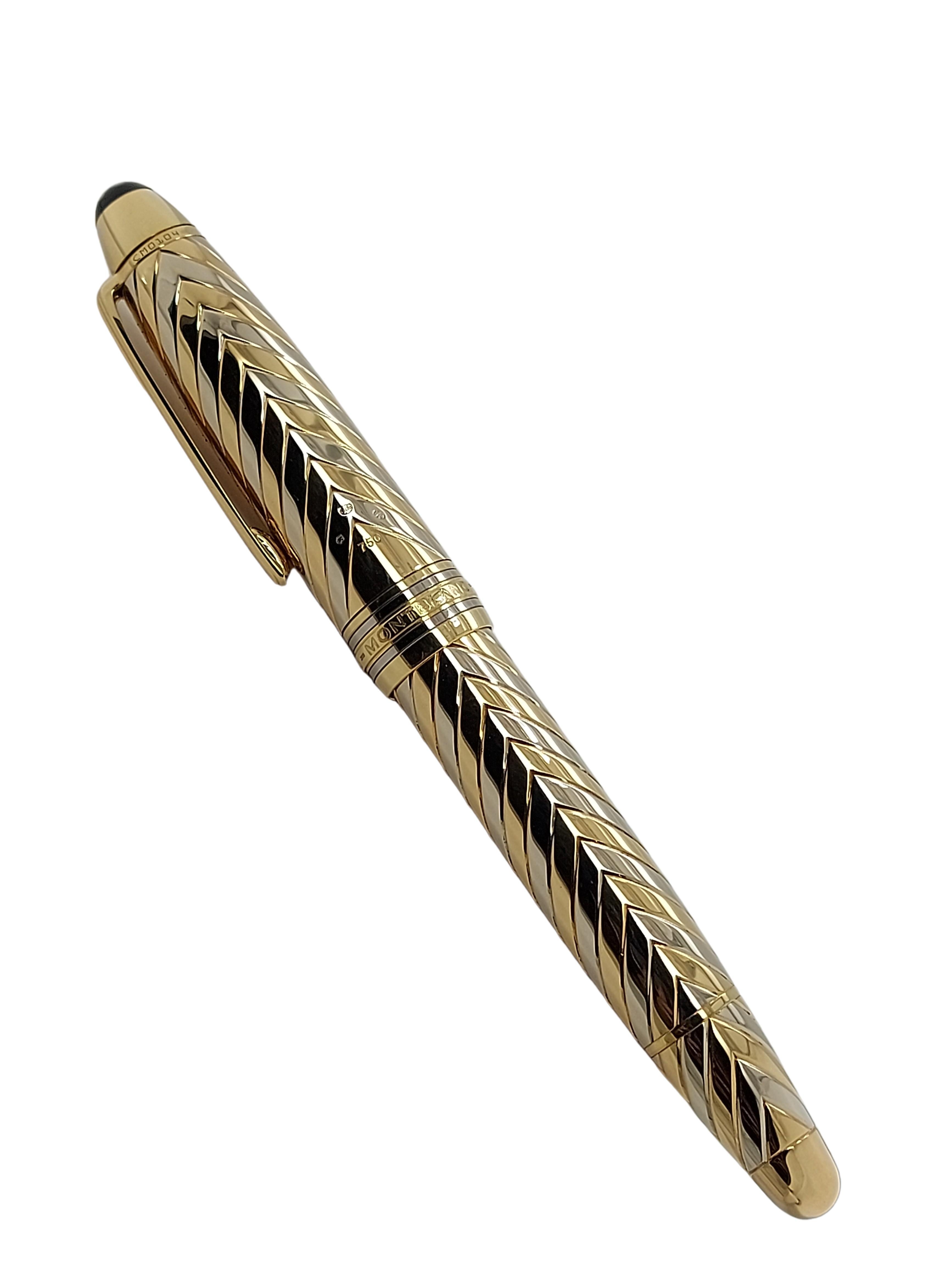 Montblanc Meisterstück 1469 Solitaire 18kt BI Color Solid Gold Fountain Pen Nib In New Condition For Sale In Antwerp, BE