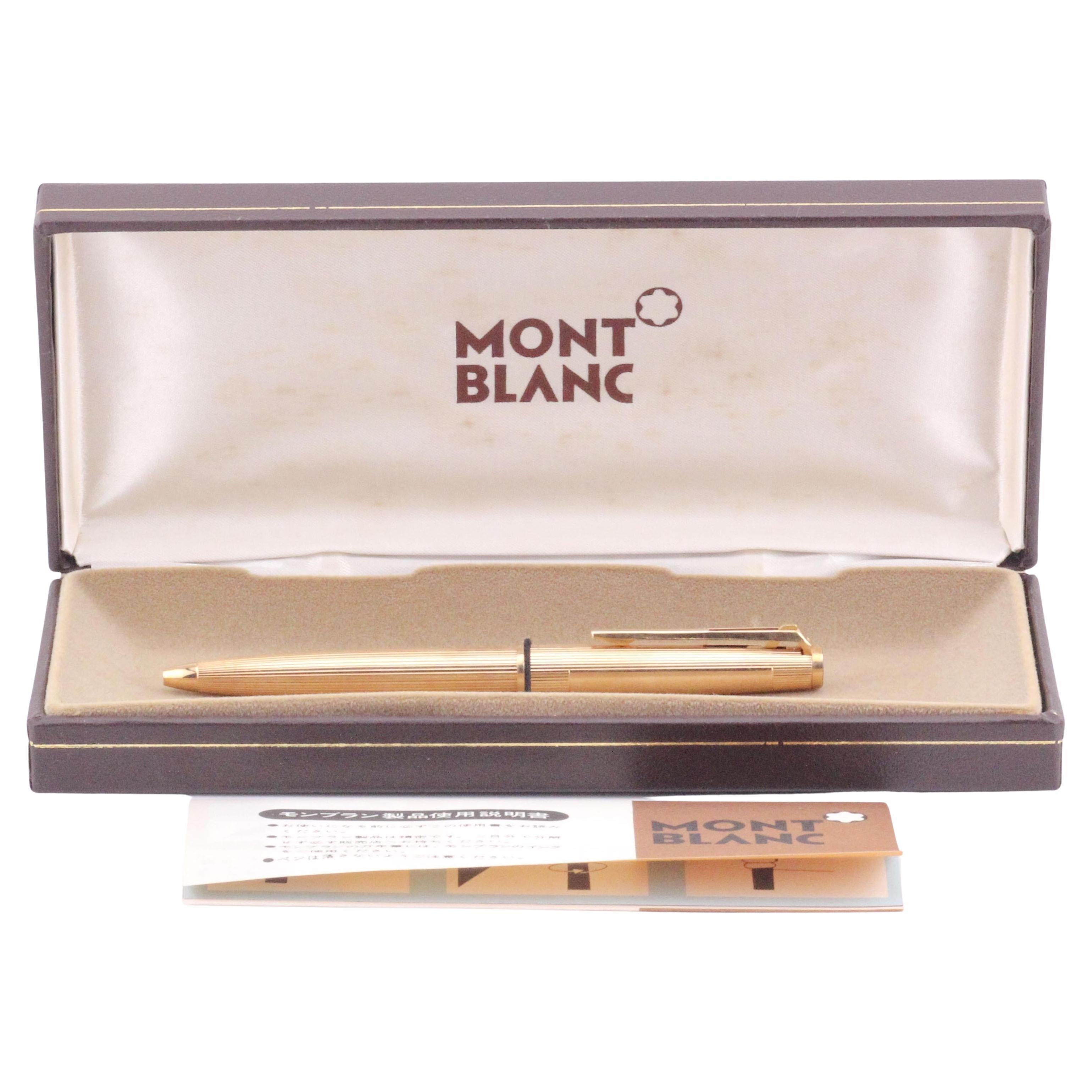 Montblanc Meisterstuck 1876 Stylo à bille en or jaune 14K avec boîte en vente