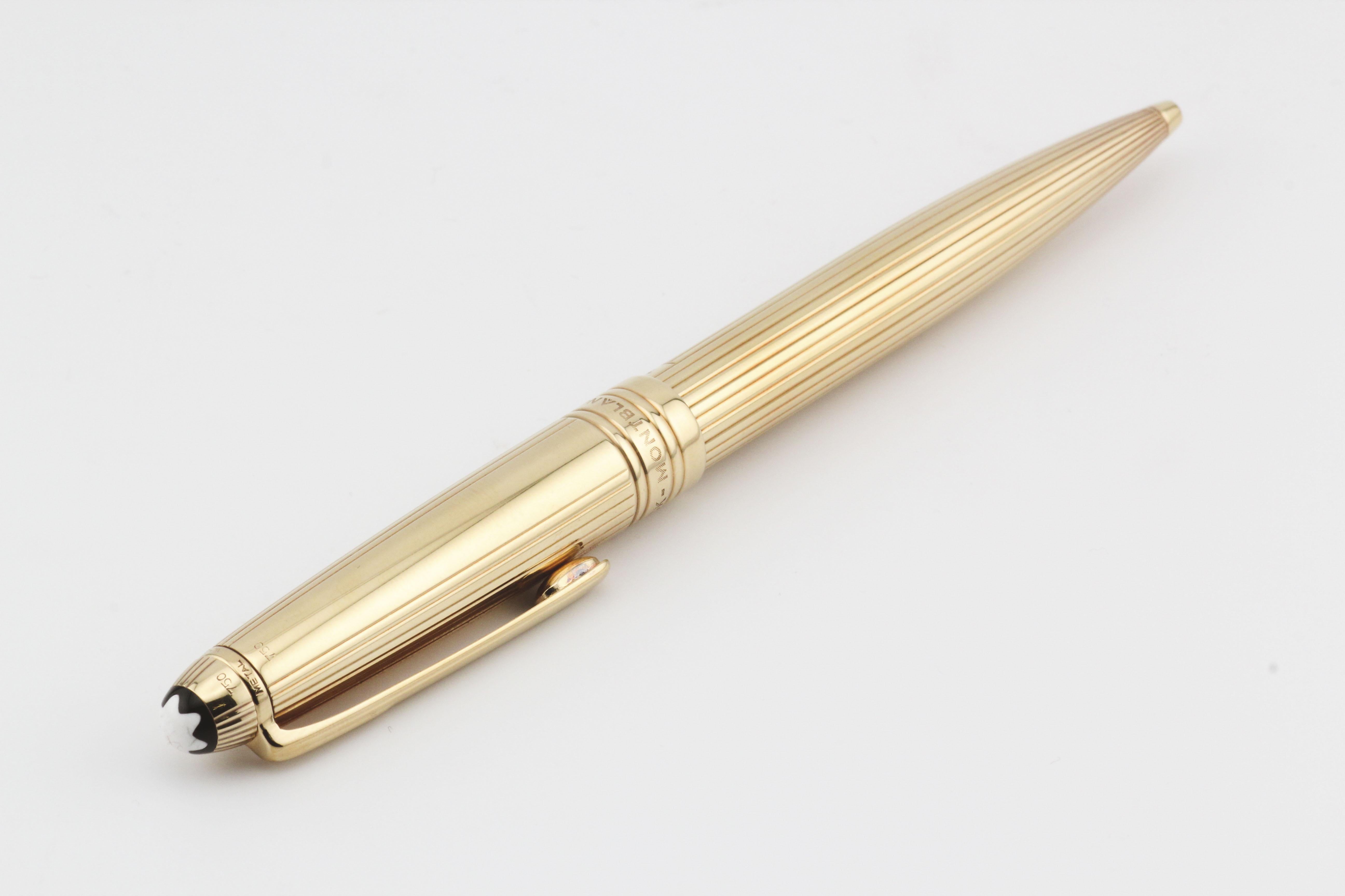 Montblanc MEISTERSTÜCK Bolígrafo Oro Amarillo 18K en Bueno Estado en Simpsonville, SC