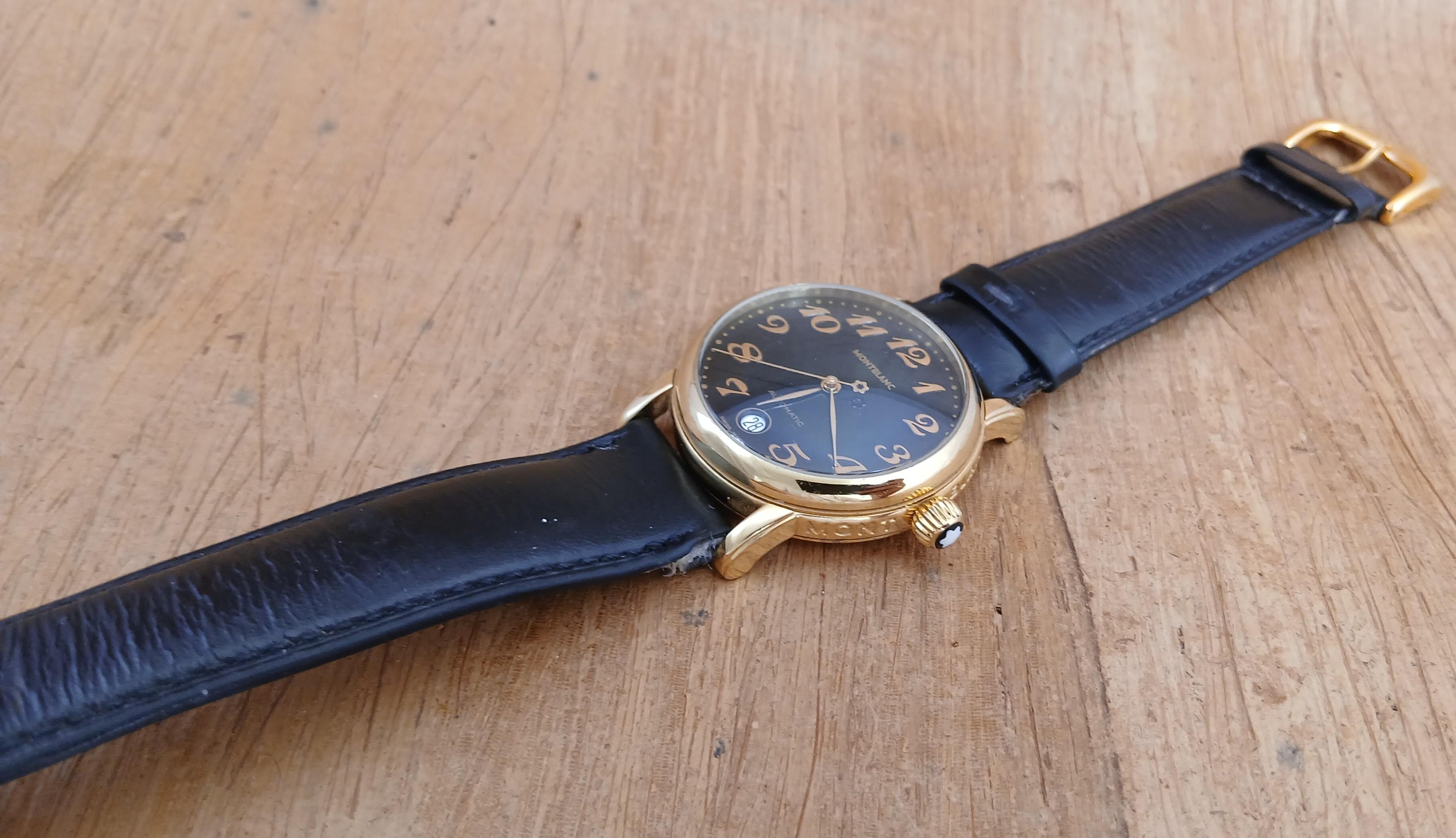 Montblanc Meisterstuck 7004 Schwarzes Zifferblatt Automatik Herrenuhr im Angebot 7