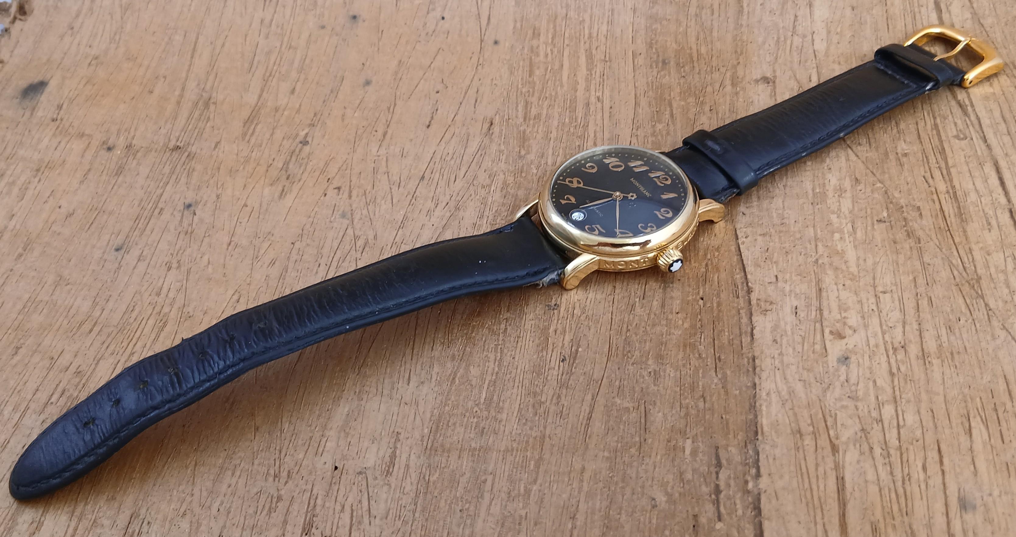 Montblanc Meisterstuck 7004 Schwarzes Zifferblatt Automatik Herrenuhr im Angebot 5