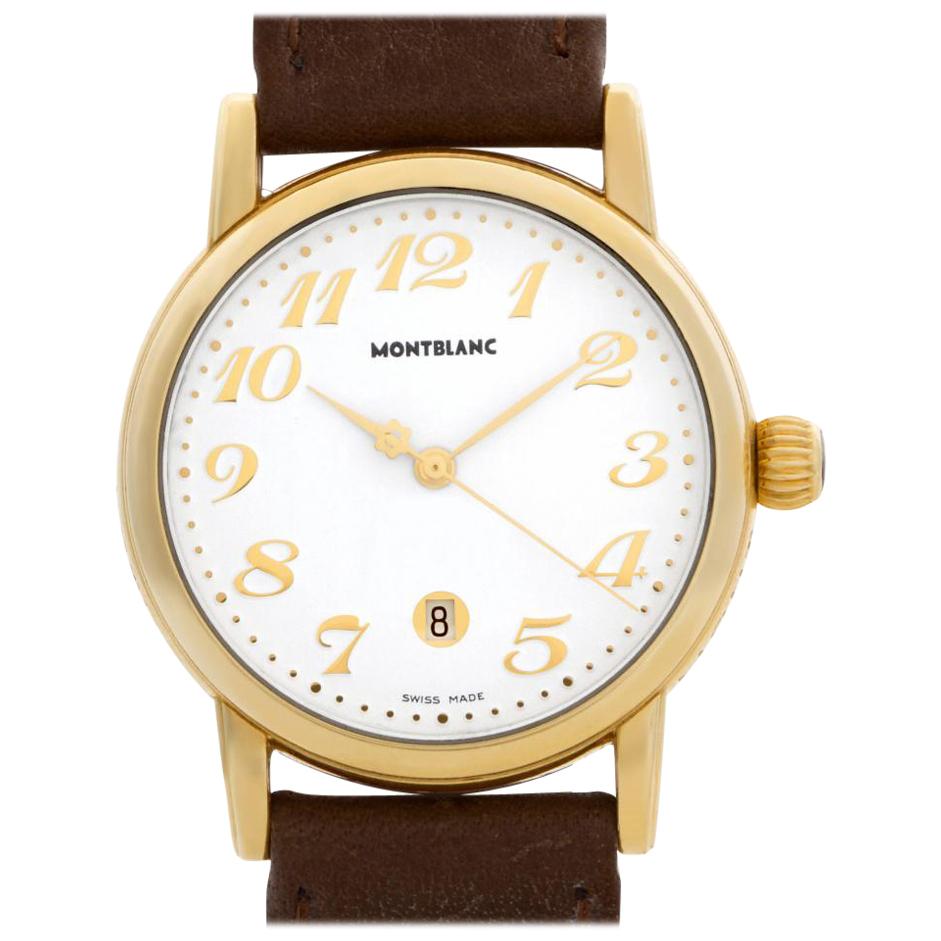Montblanc Meisterstuck 7008 18 Karat White Dial Quartz Watch For Sale