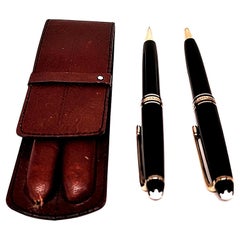 Montblanc Meisterstuck Ballpoint Pen and Pencil Set W/Leather Case