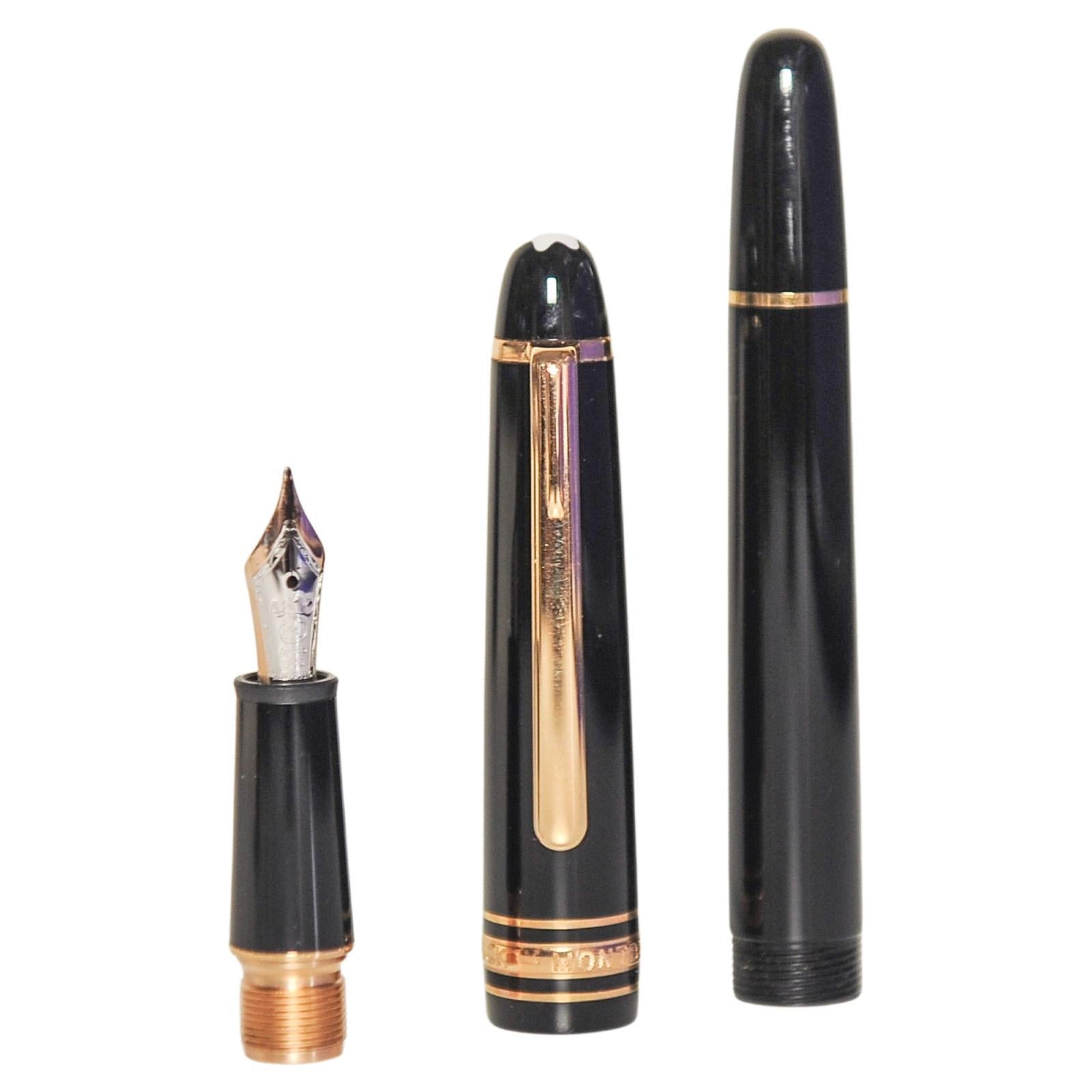 Montblanc Meisterstück Black Fountain Pen With Original Box, Inkwell & Paperwork For Sale 3