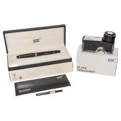 Montblanc Meisterstück Black Fountain Pen With Original Box, Inkwell & Paperwork