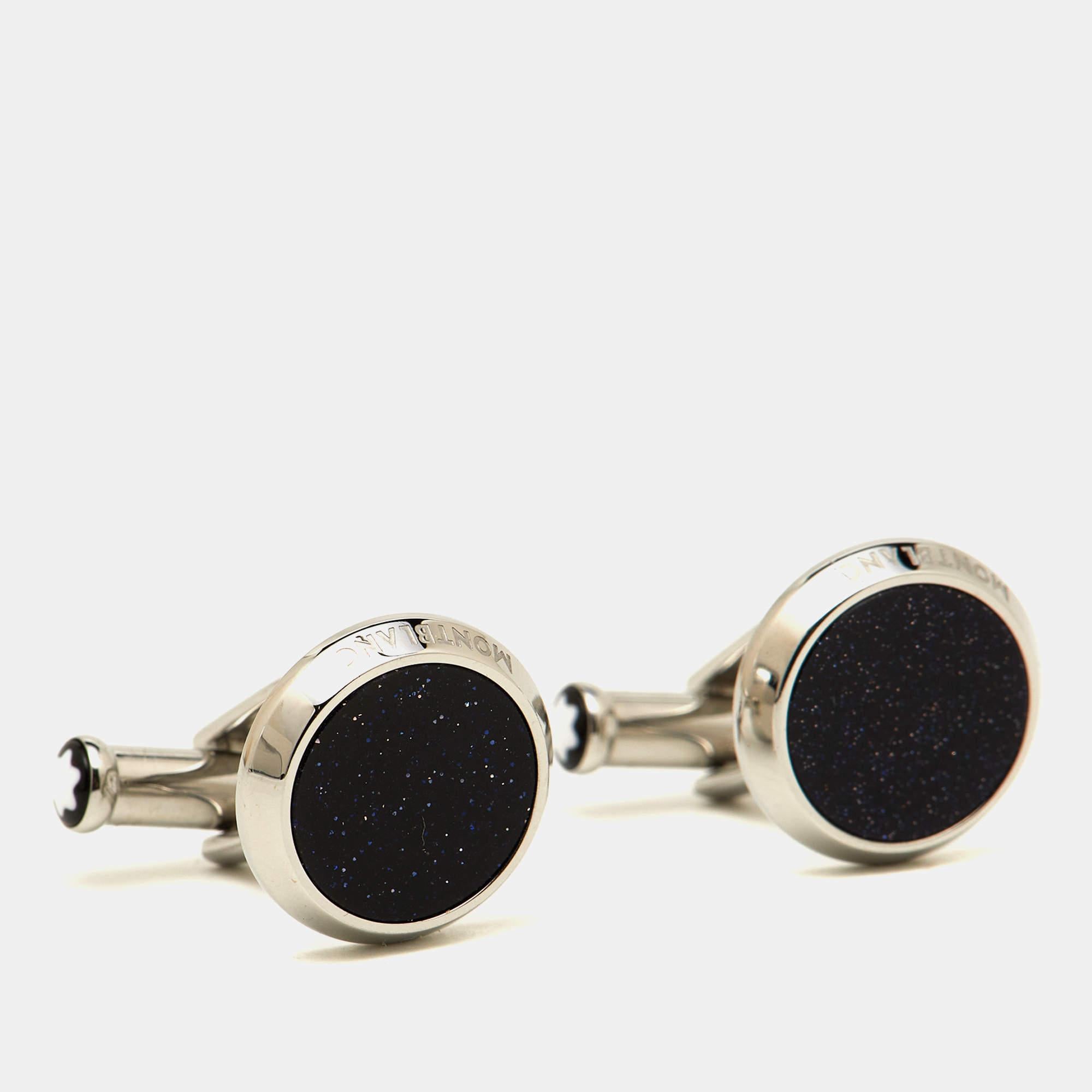 These cufflinks testify to impeccable craftsmanship and the luxe aesthetic of Montblanc. The silver-tone metal design with logo accents and glass inlay will complement your formal shirts beautifully.
