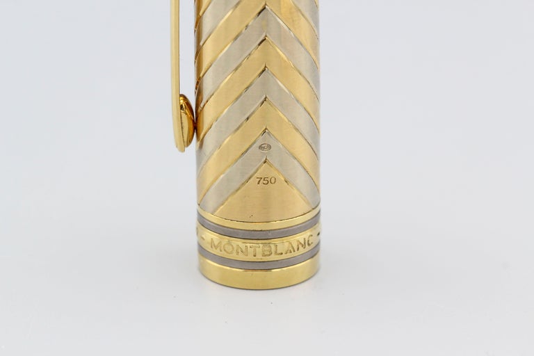 Women's or Men's Montblanc Meisterstuck Chevron 149 Large 18k Gold Fountain Pen For Sale