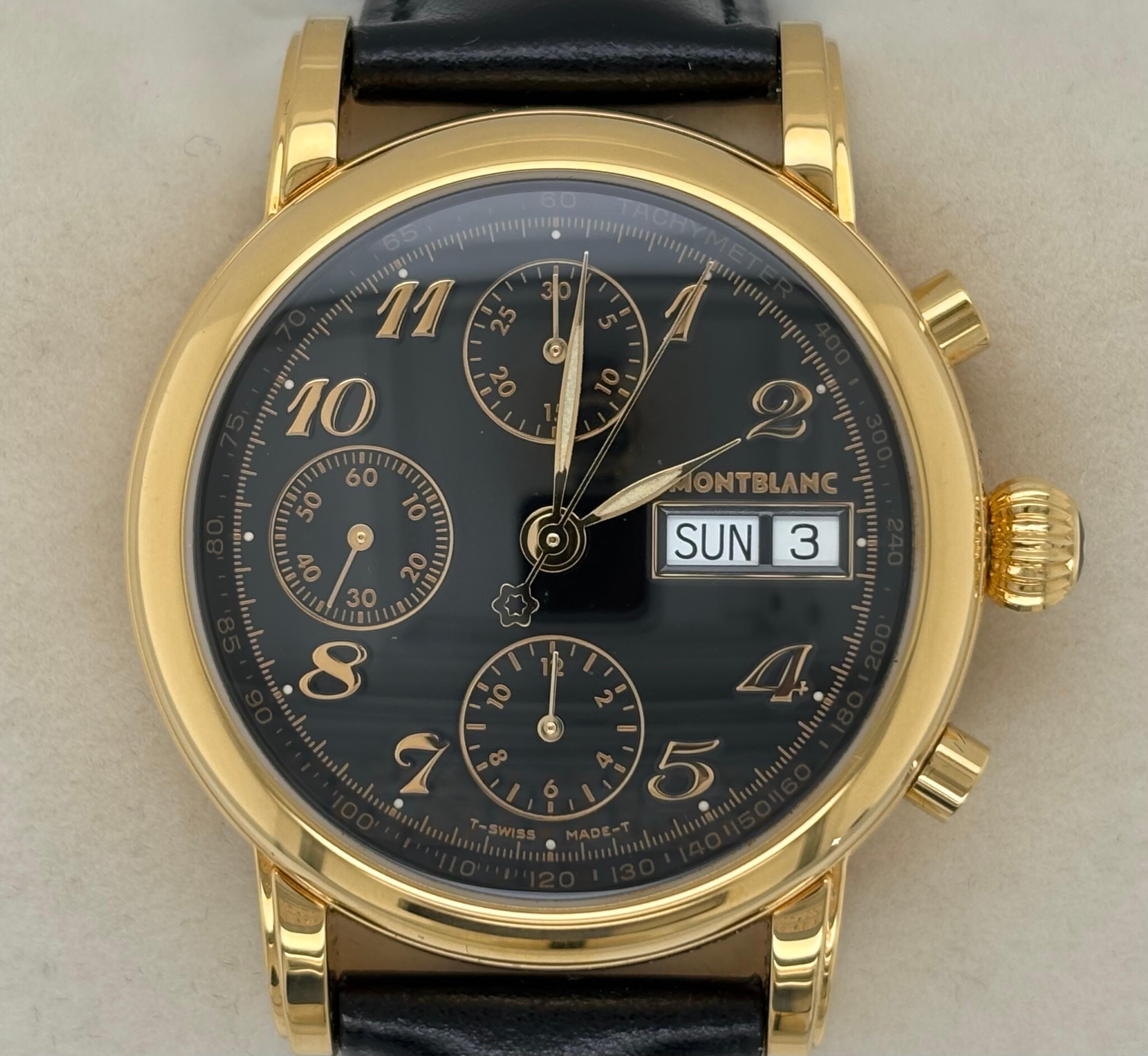 Montblanc Meisterstuck Chronograph Wristwatch Ref. 7001 In Good Condition For Sale In Manhasset, NY