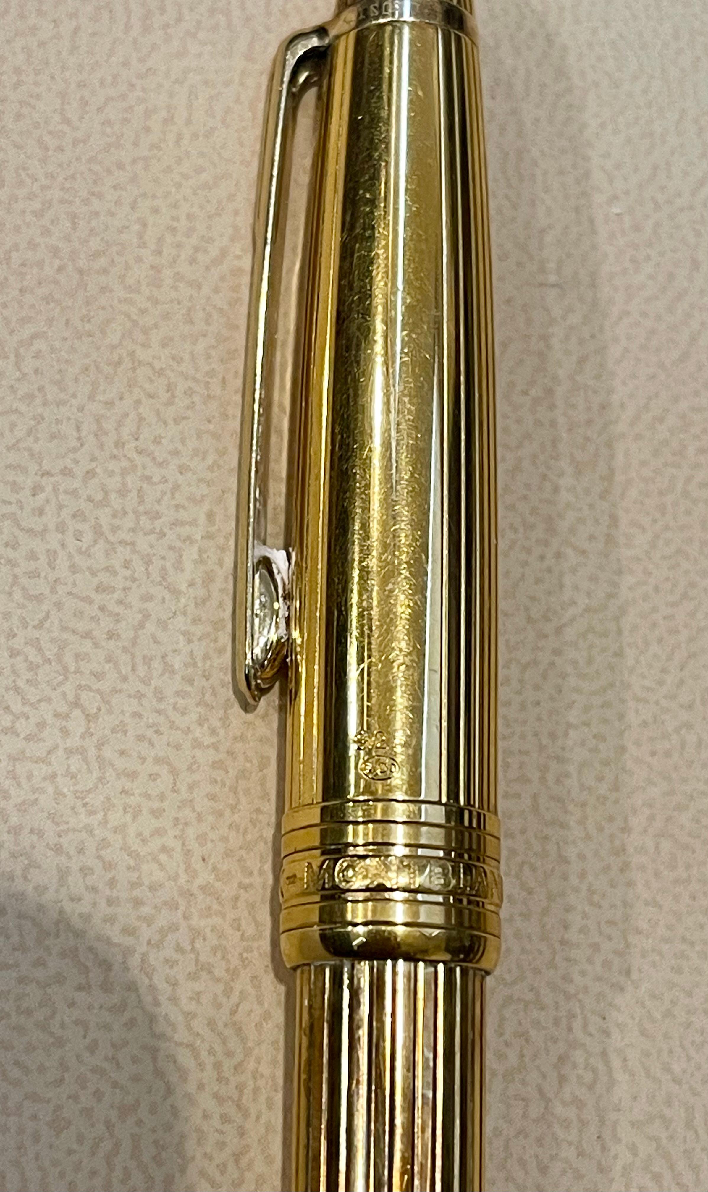 Montblanc Meisterstück CI 607062 Gold-Coated on 925 Ballpoint Pen, Excellent In Excellent Condition In New York, NY