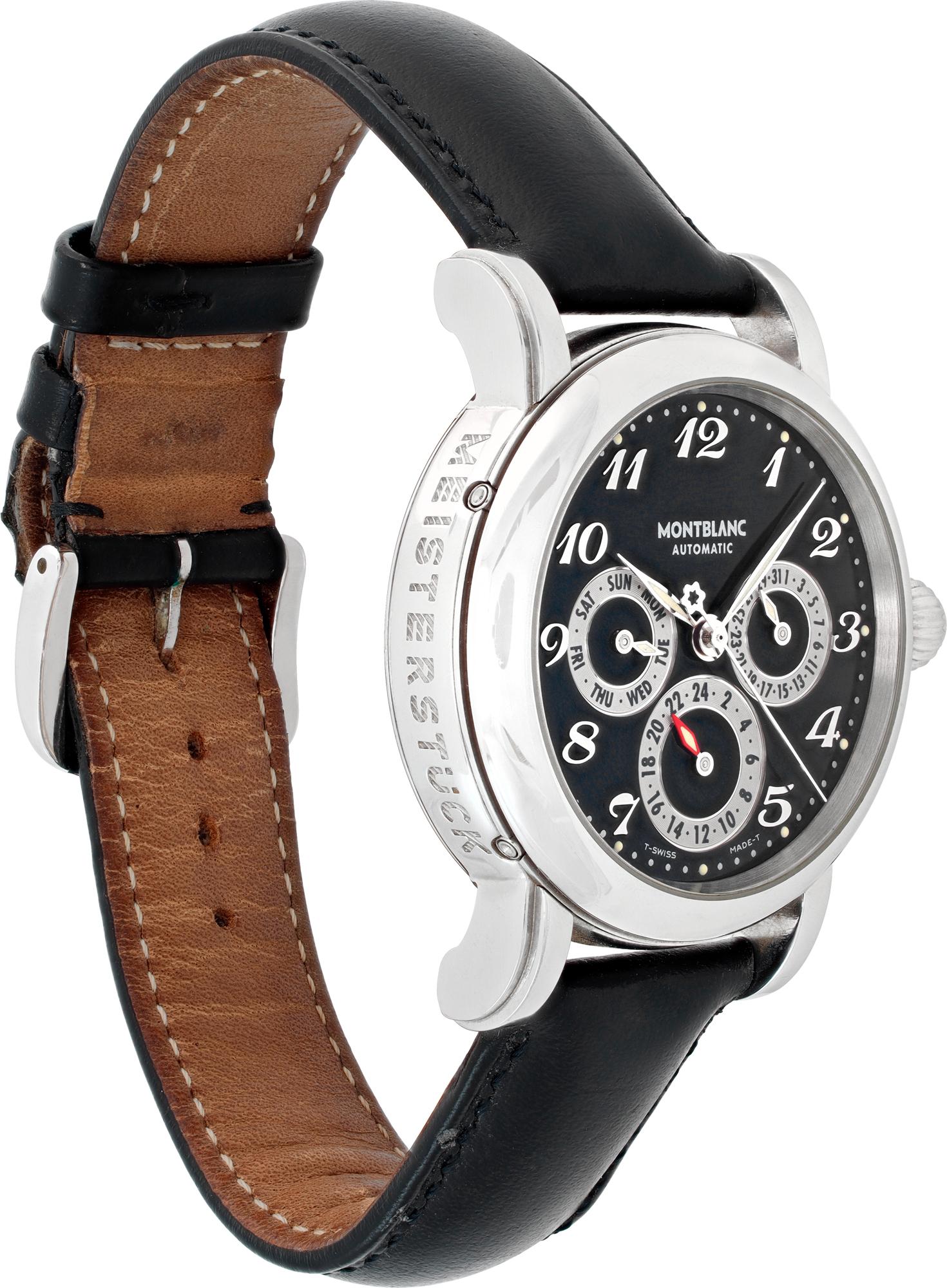 MontBlanc Meisterstuck Dual Time GMT Full Calendar Automatic Wristwatch Ref 7018 In Excellent Condition In Surfside, FL