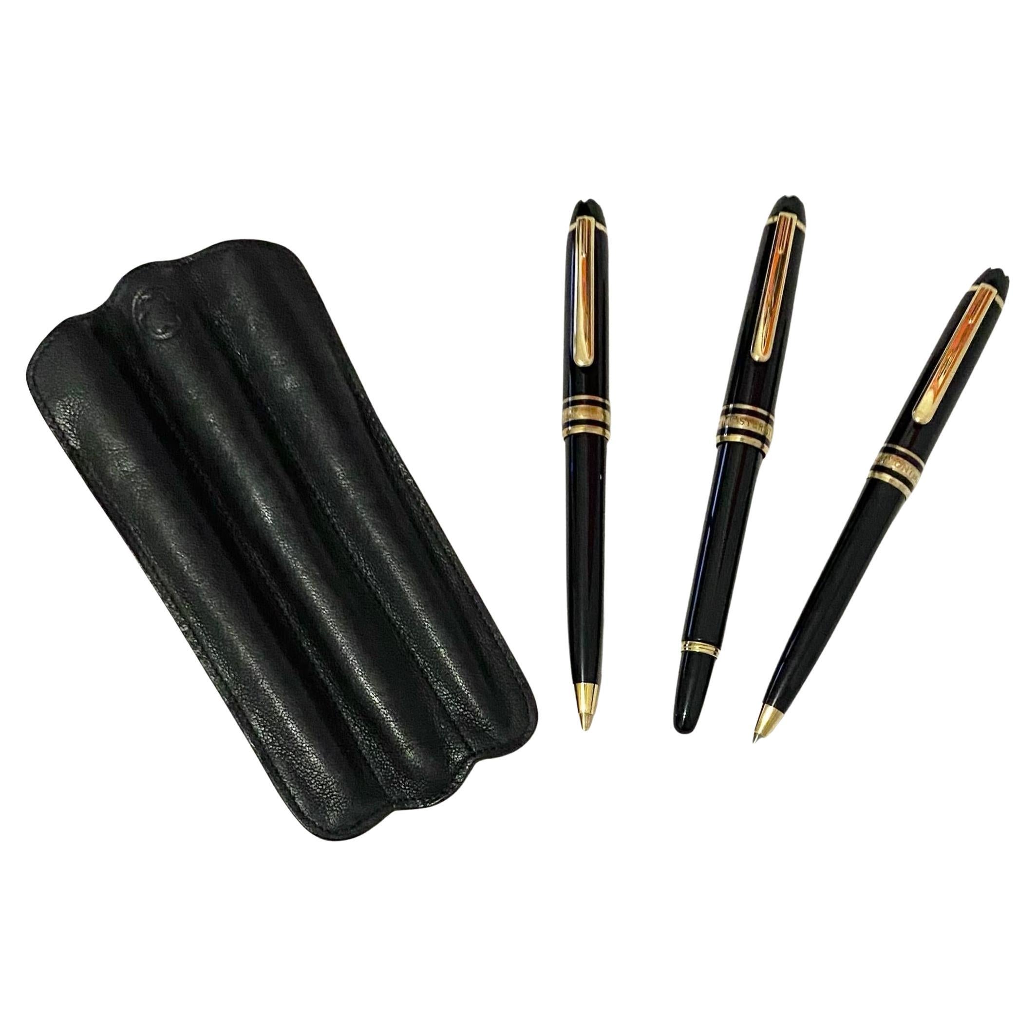 Montblanc Meisterstück Small Size Fountain Pen Mechanical Pencil Ballpoint Pen  For Sale